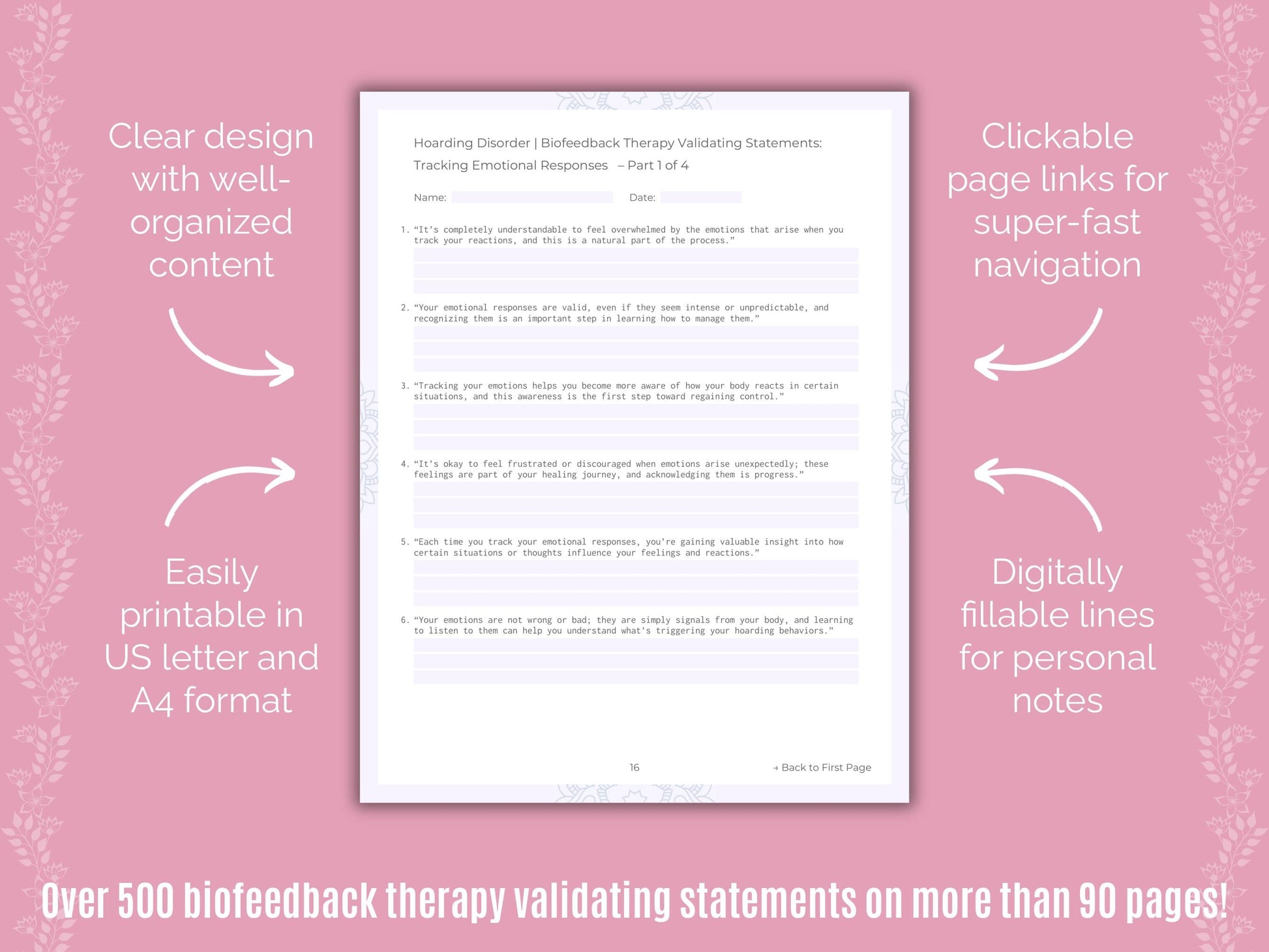 Hoarding Disorder Biofeedback Therapy Counseling Templates