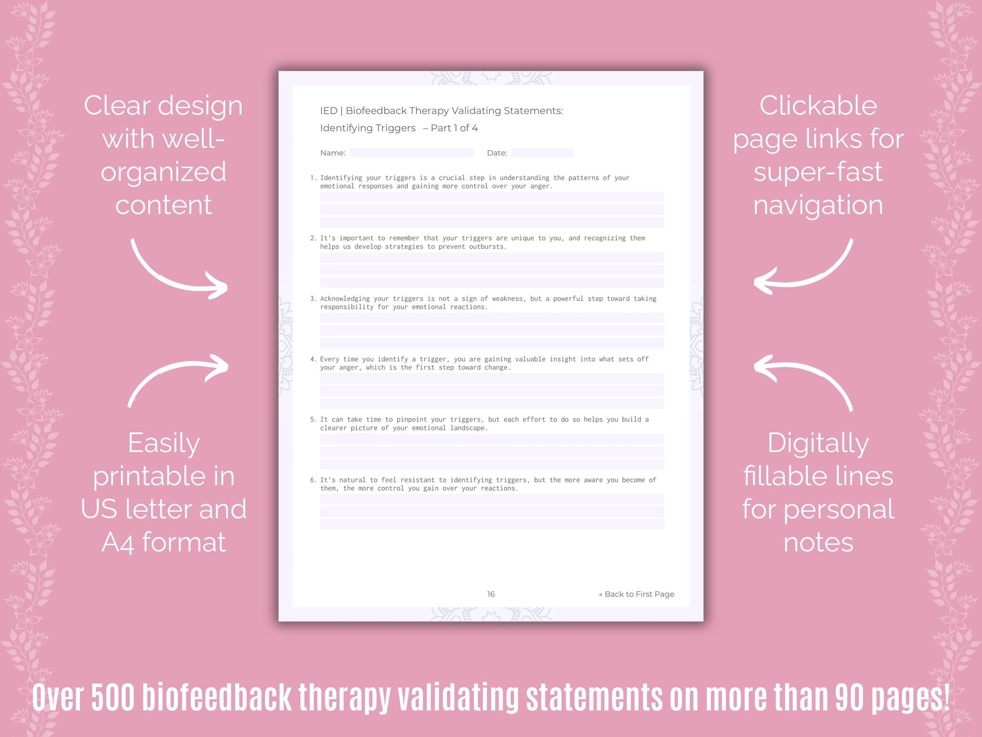 Intermittent Explosive Disorder (IED) Biofeedback Therapy Counseling Templates