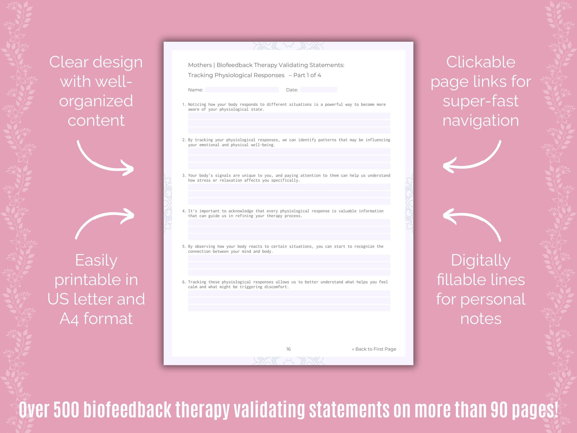 Mothers Biofeedback Therapy Counseling Templates