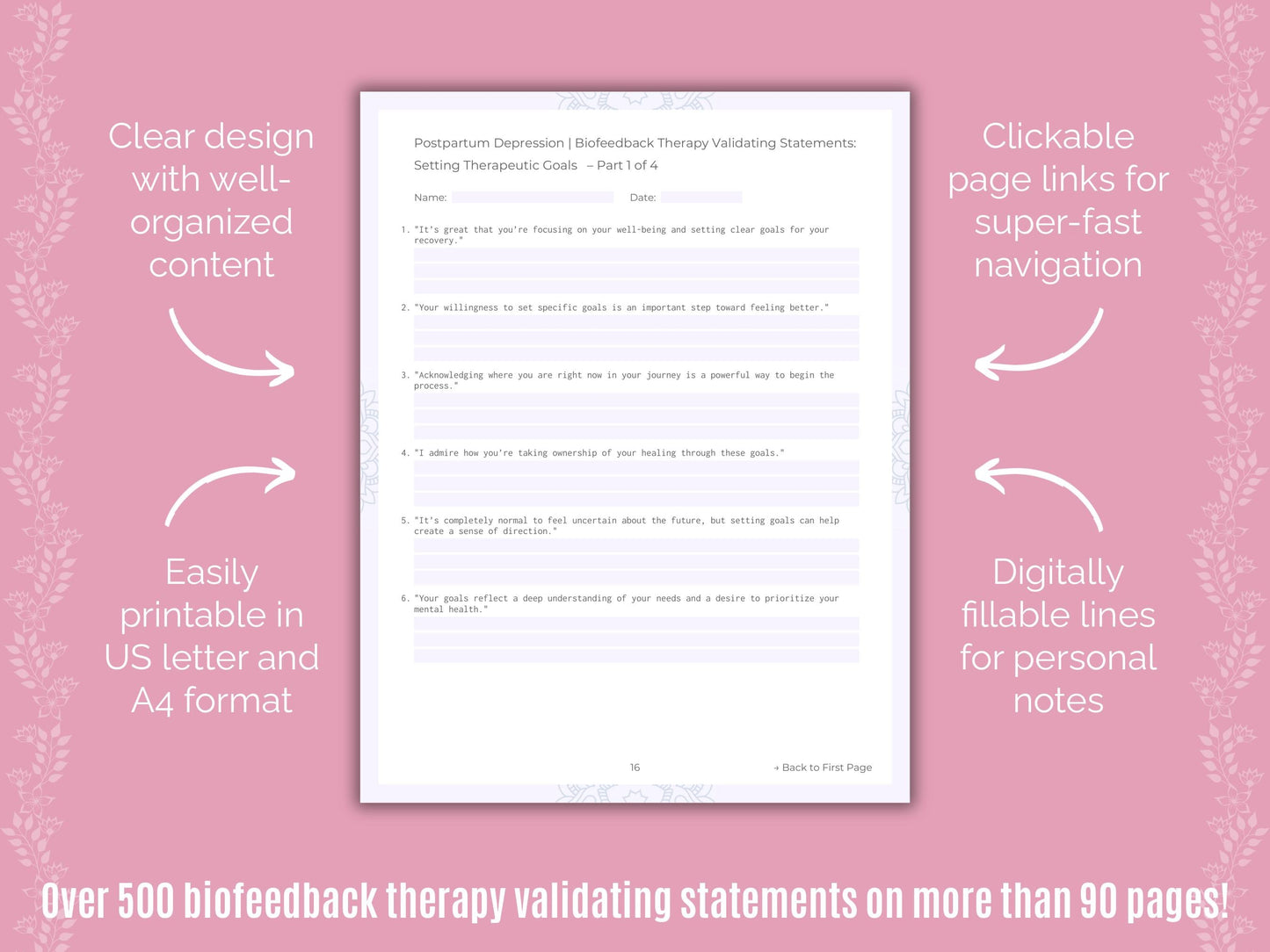 Postpartum Depression Biofeedback Therapy Counseling Templates
