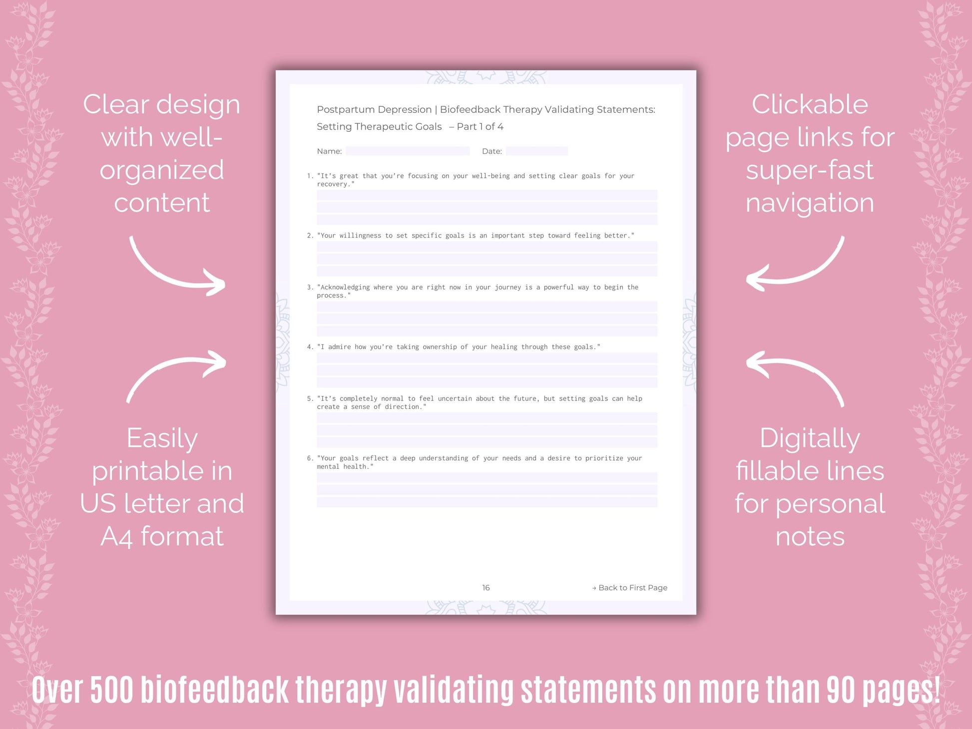 Postpartum Depression Biofeedback Therapy Counseling Templates