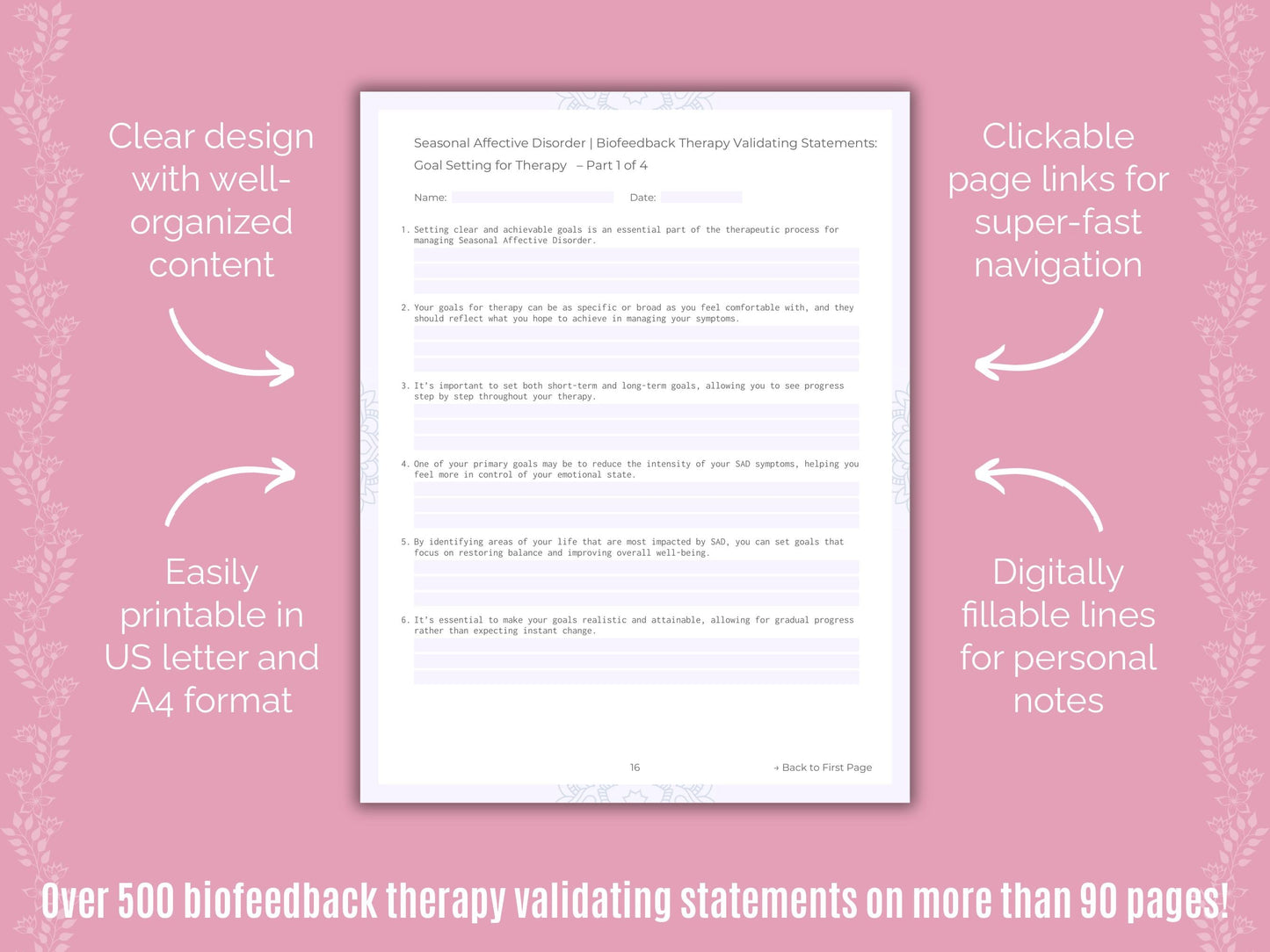 Seasonal Affective Disorder Biofeedback Therapy Counseling Templates