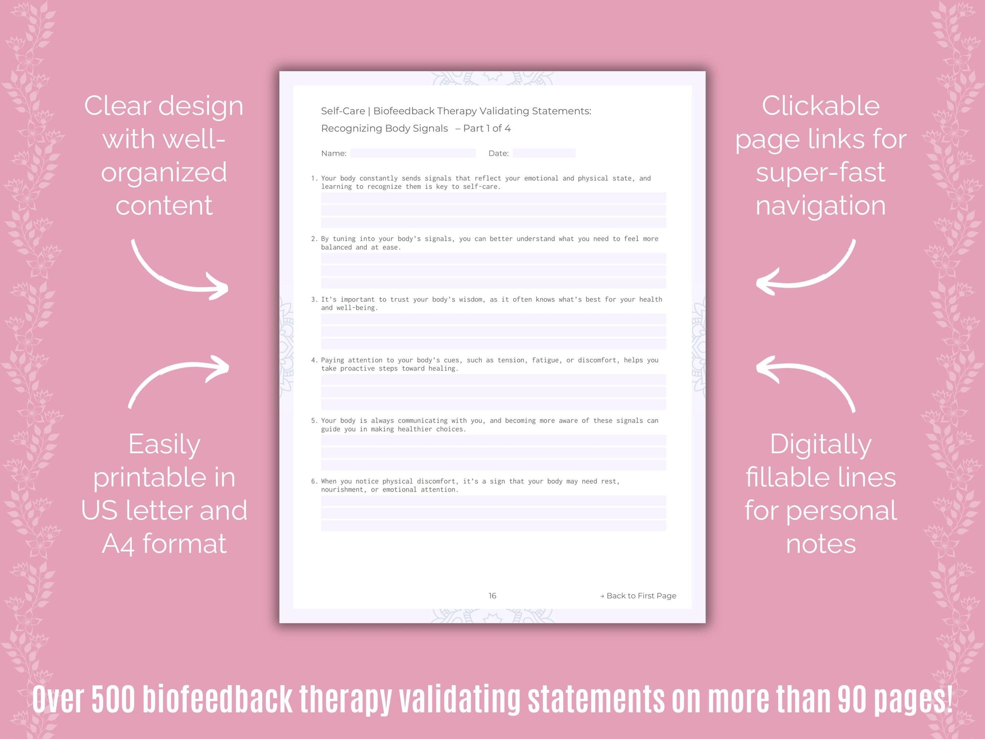 Self-Care Biofeedback Therapy Counseling Templates