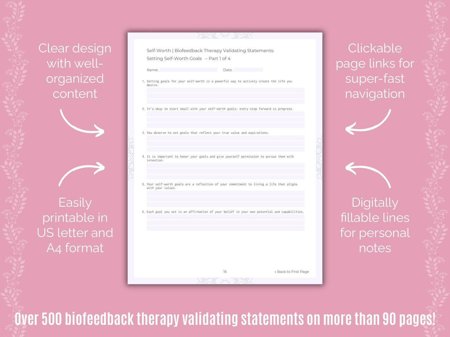 Self-Worth Biofeedback Therapy Counseling Templates