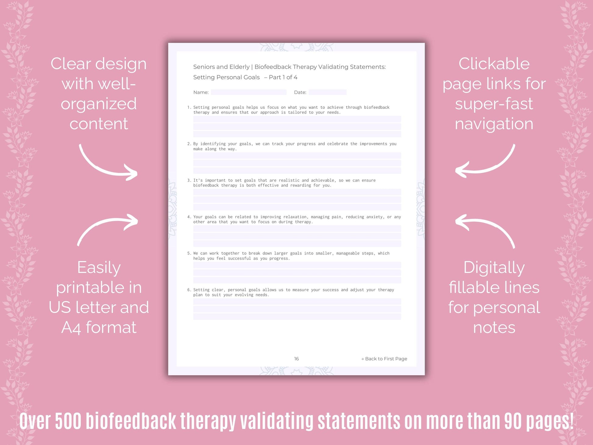 Seniors and Elderly Biofeedback Therapy Counseling Templates