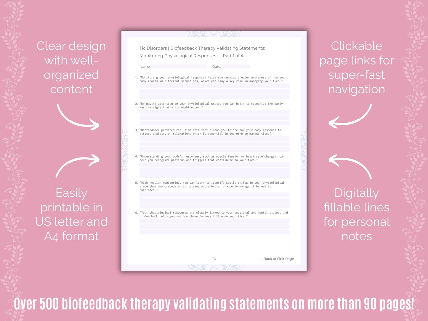 Tic Disorders Biofeedback Therapy Counseling Templates