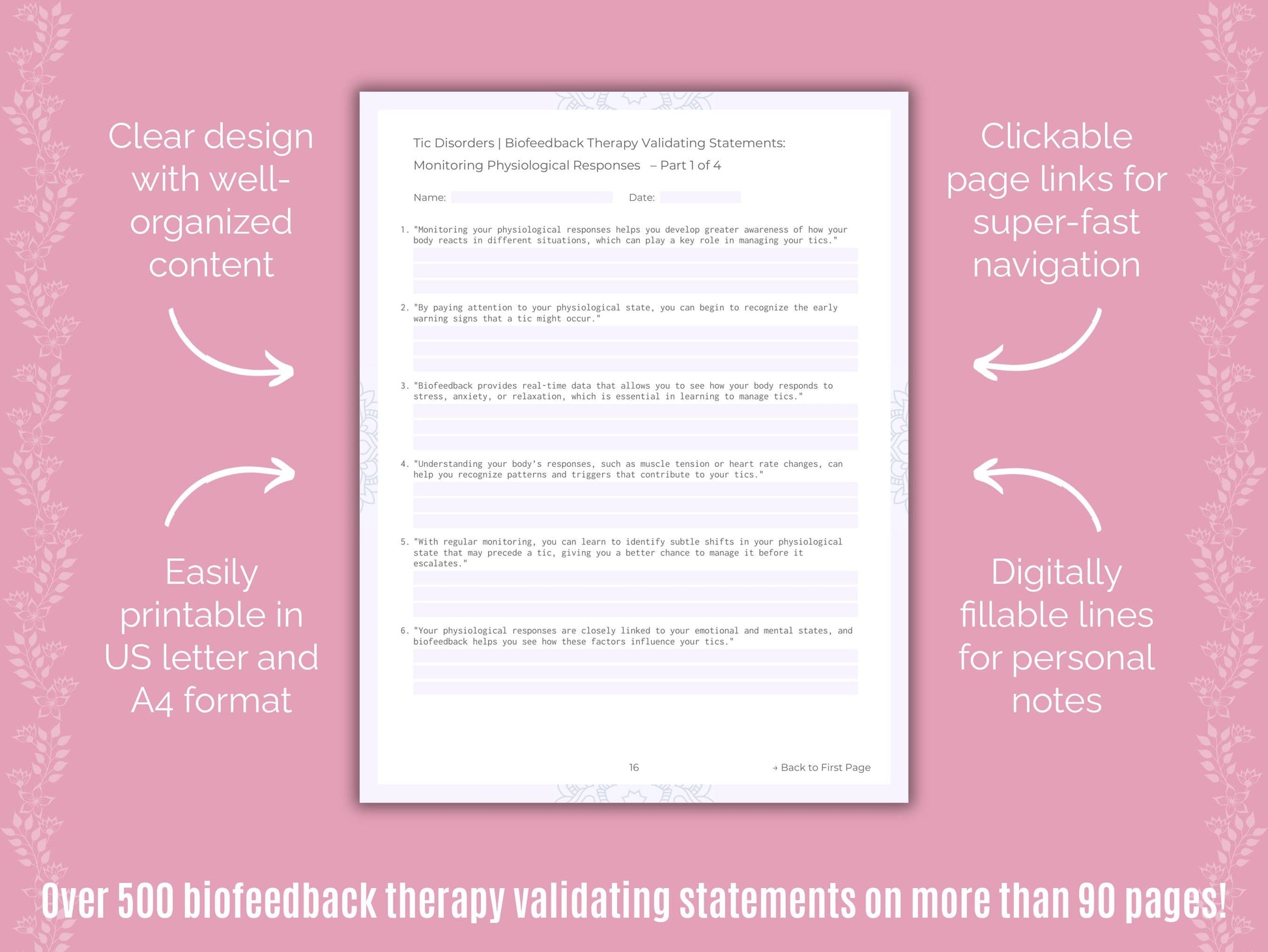 Tic Disorders Biofeedback Therapy Counseling Templates