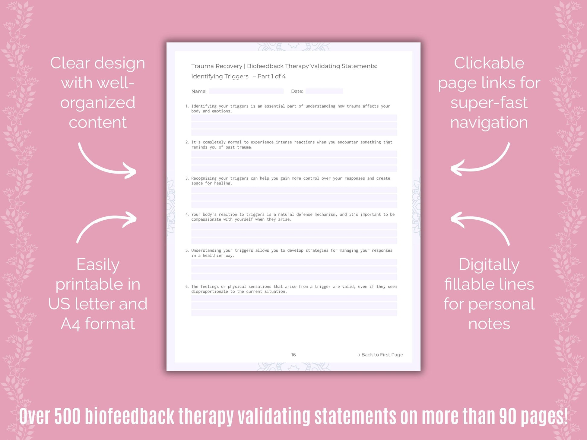 Trauma Recovery Biofeedback Therapy Counseling Templates