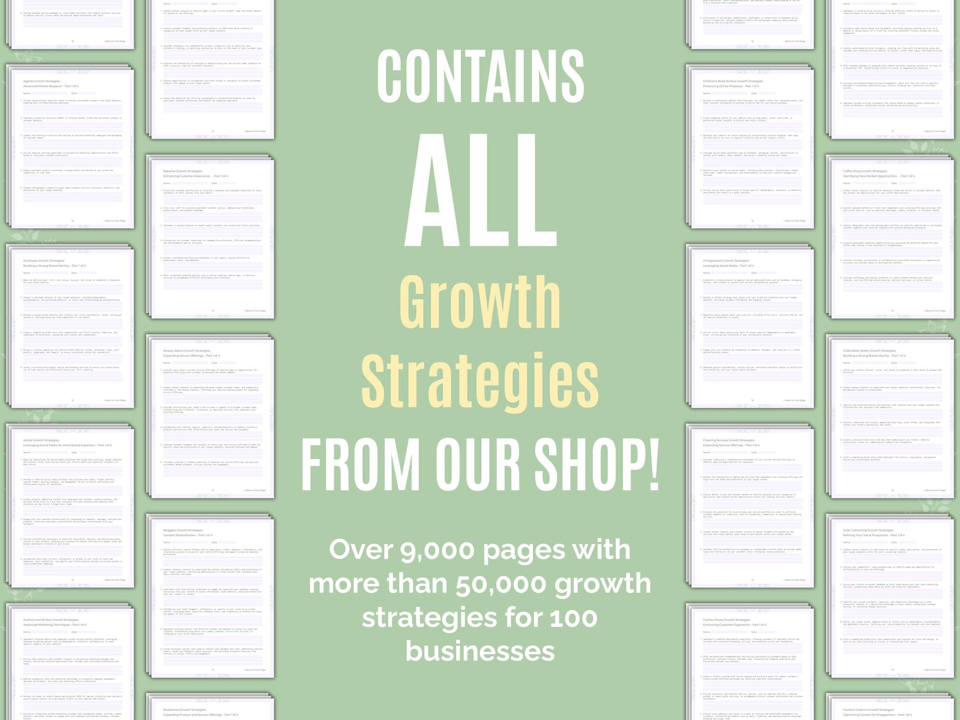 Growth Strategies Worksheets