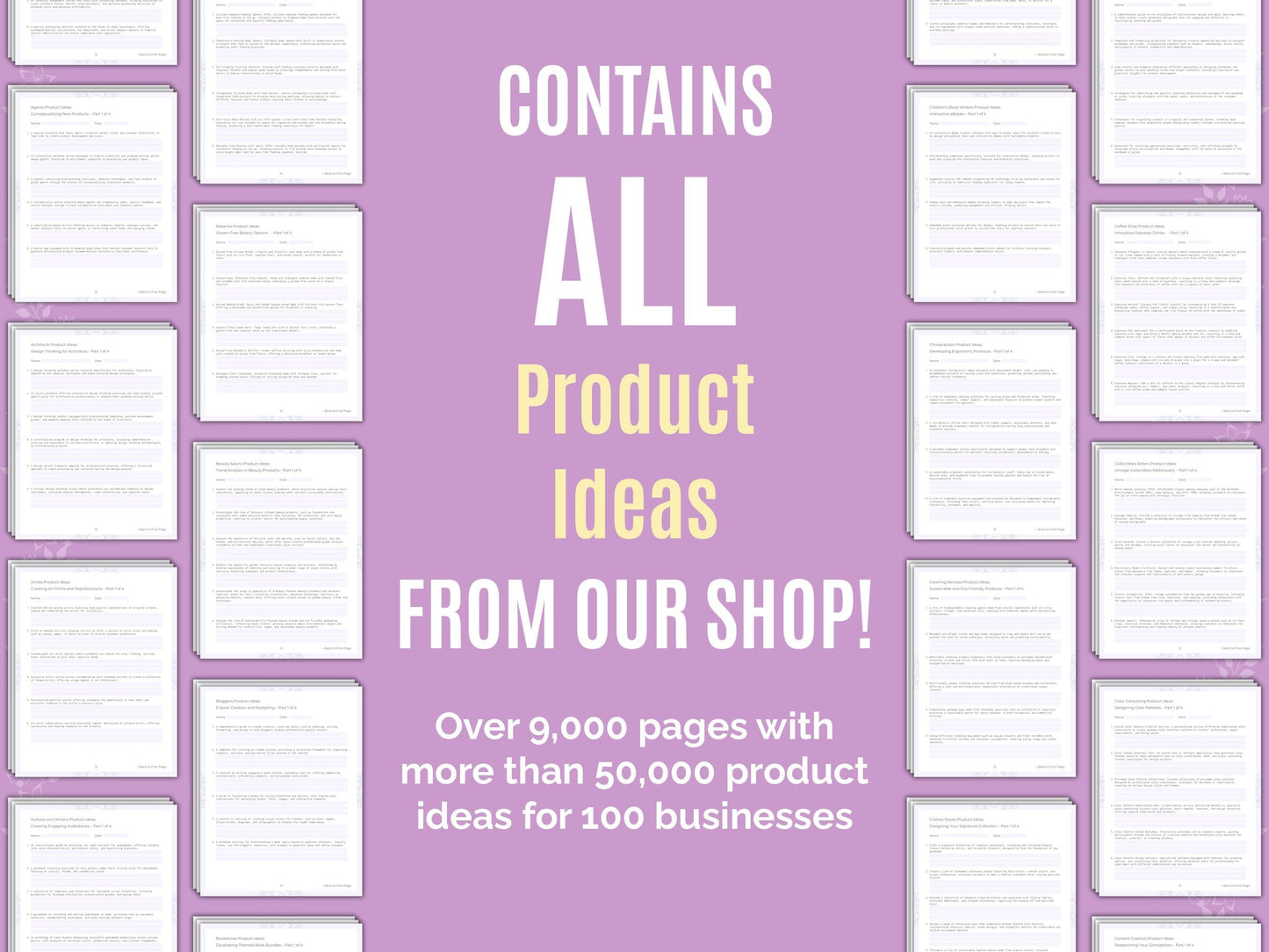 Product Ideas Worksheets