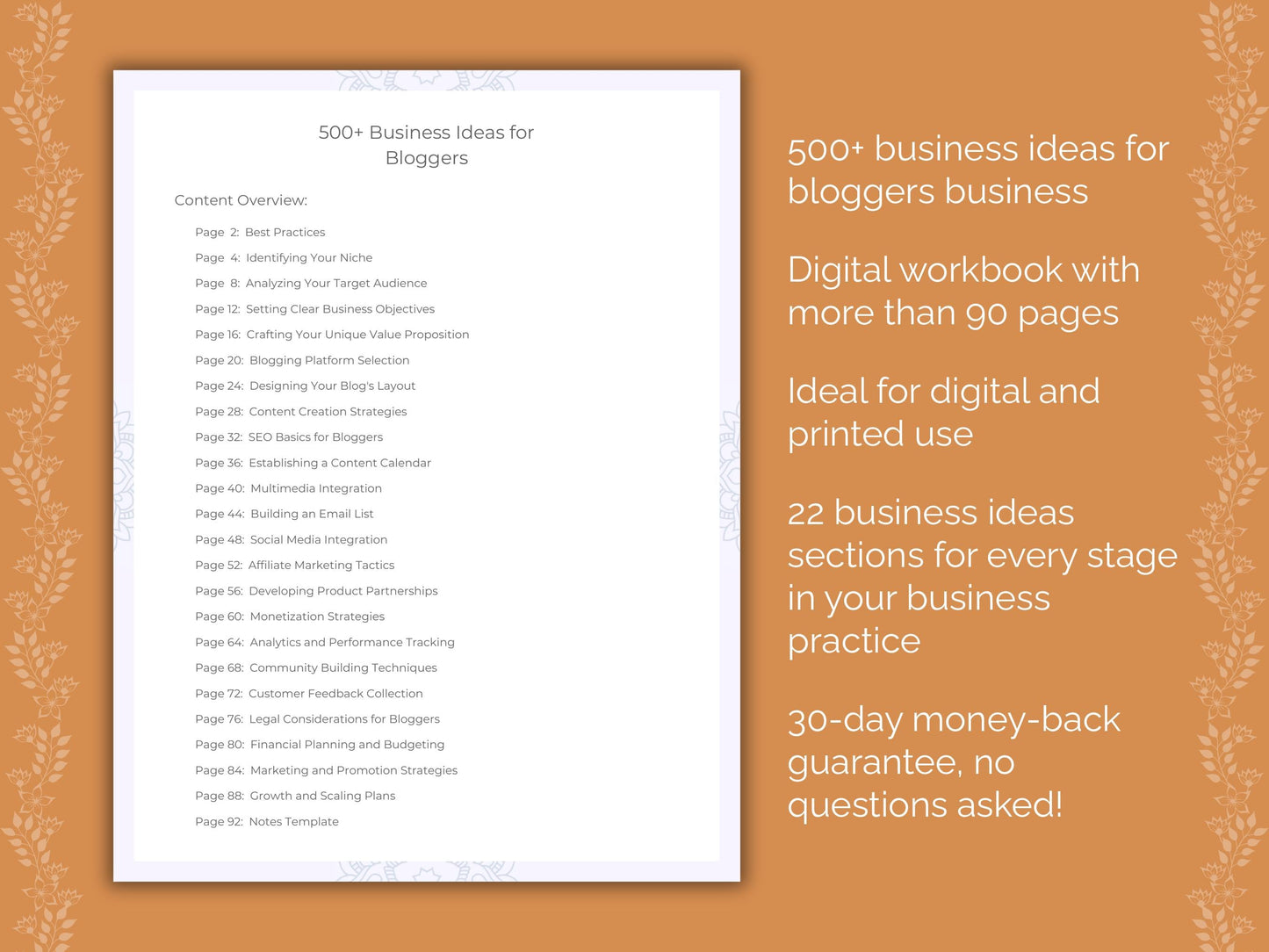 Bloggers Business Worksheets