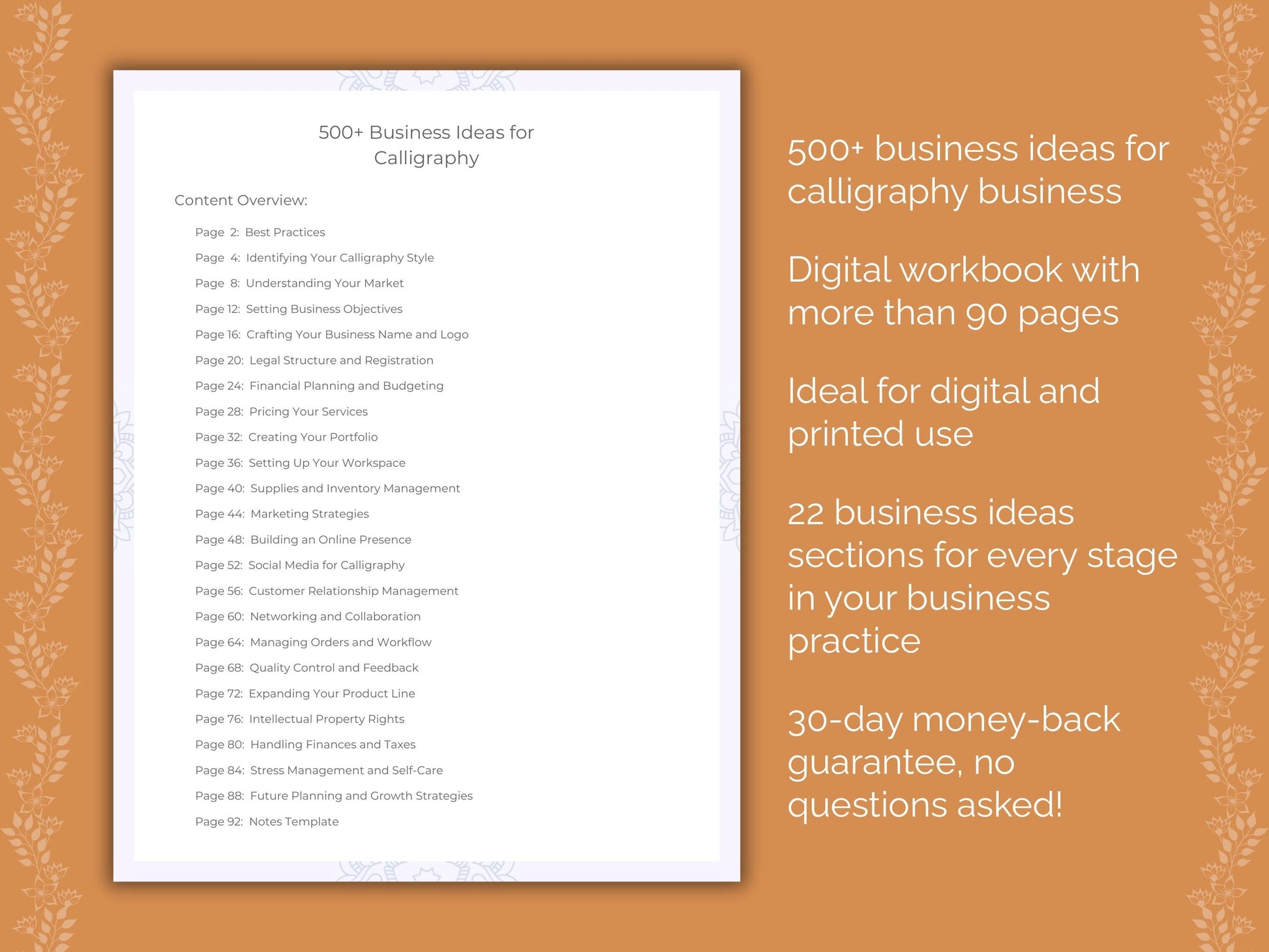 Calligraphy Business Worksheets