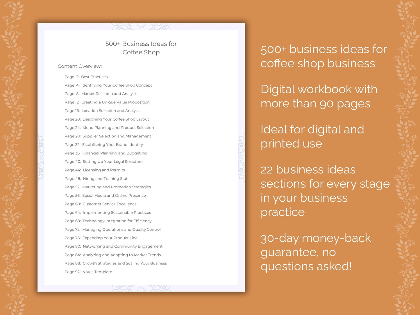 Coffee Shop Business Worksheets