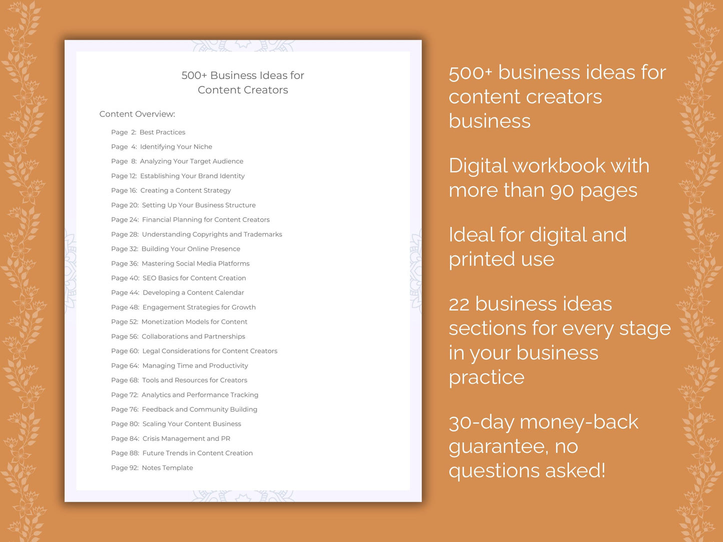 Content Creators Business Worksheets