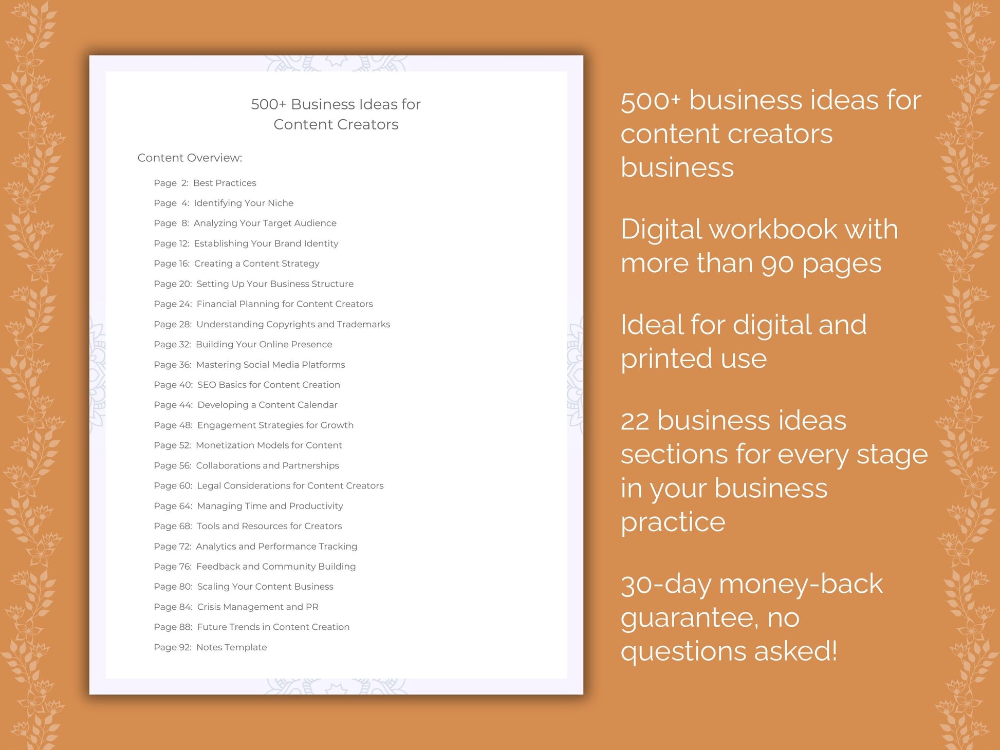 Content Creators Business Worksheets