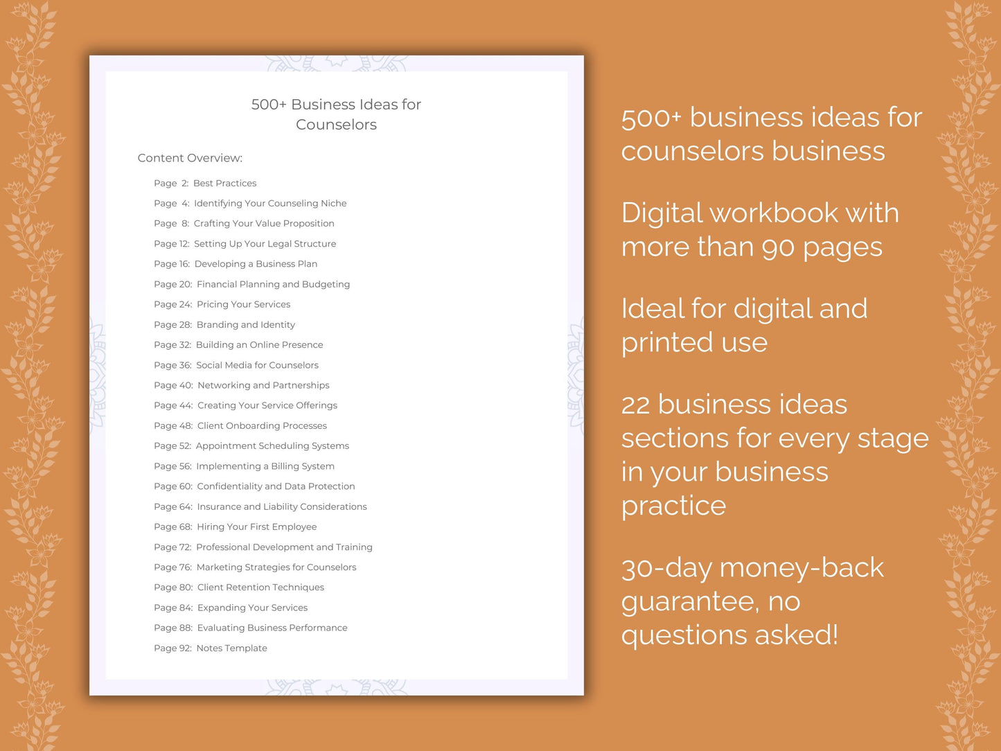 Counselors Business Worksheets