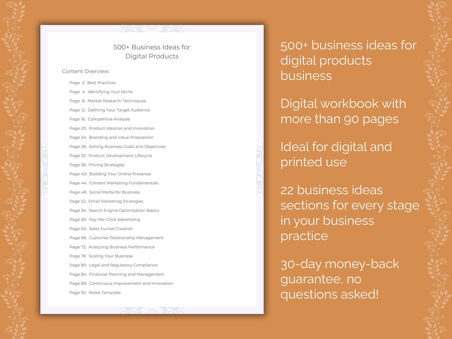 Digital Products Business Worksheets