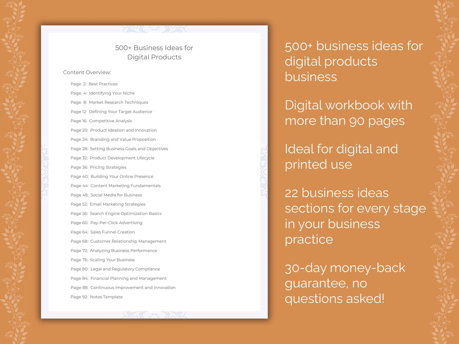 Digital Products Business Worksheets