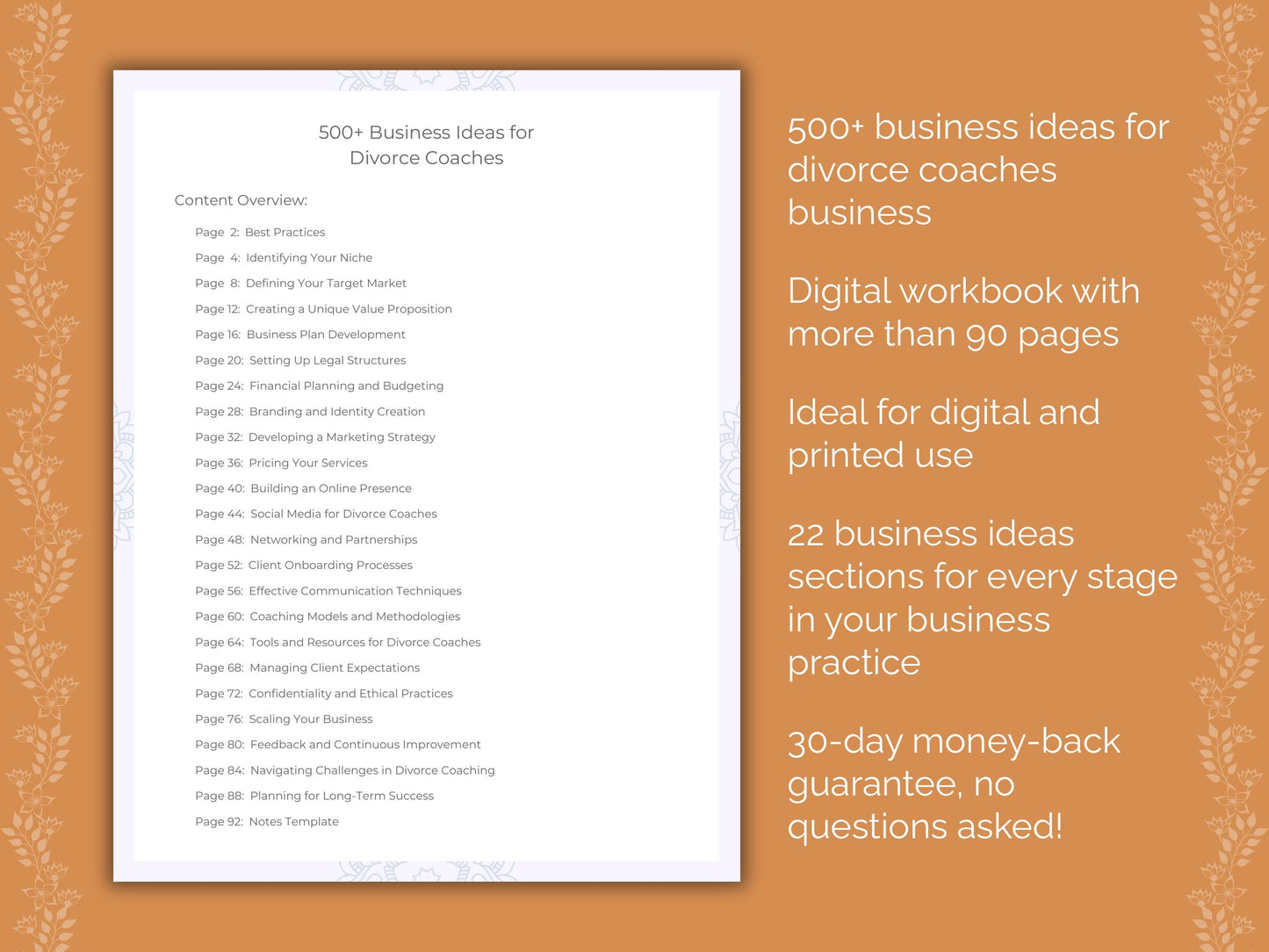 Divorce Coaches Business Worksheets