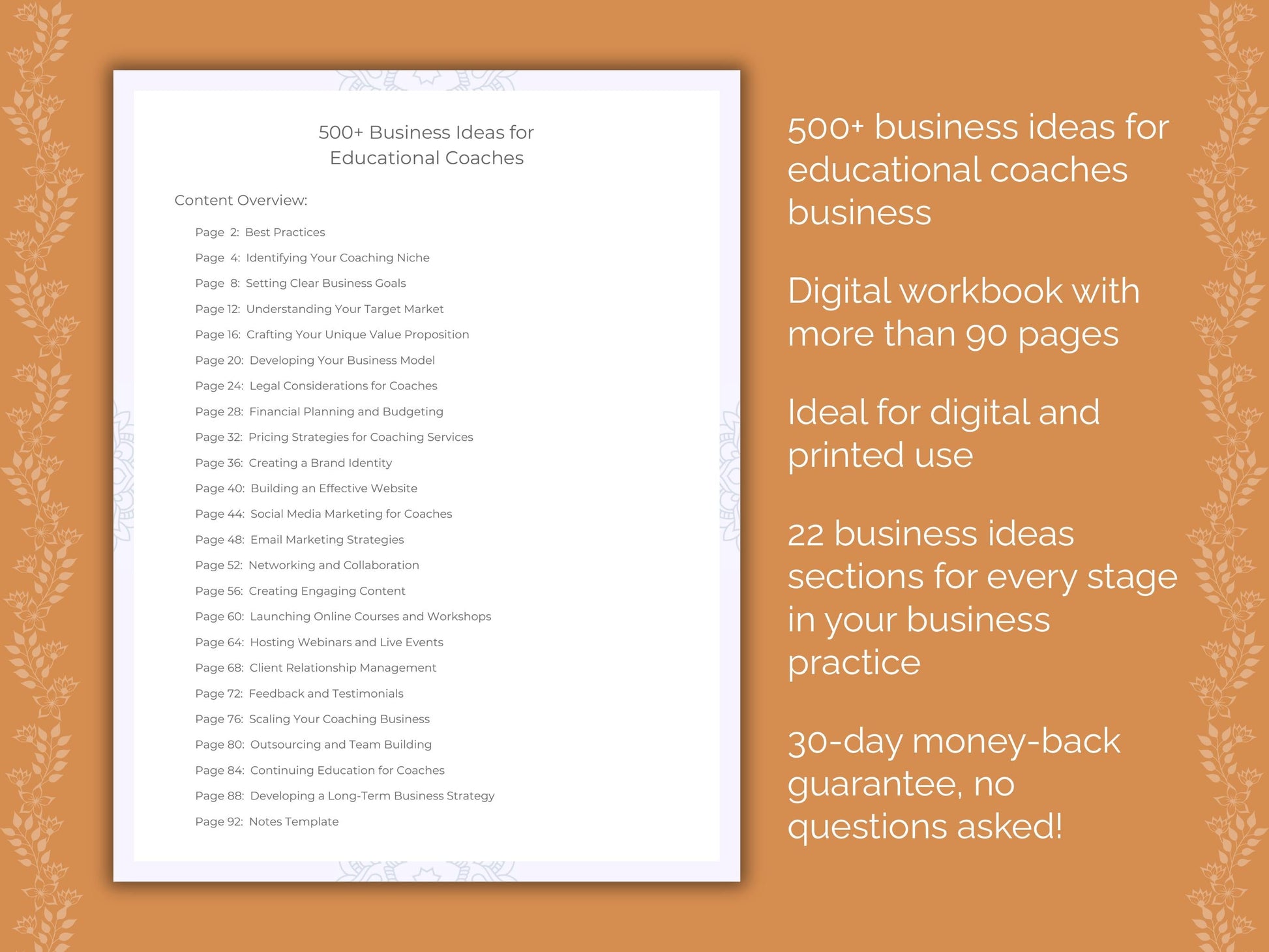 Educational Coaches Business Worksheets