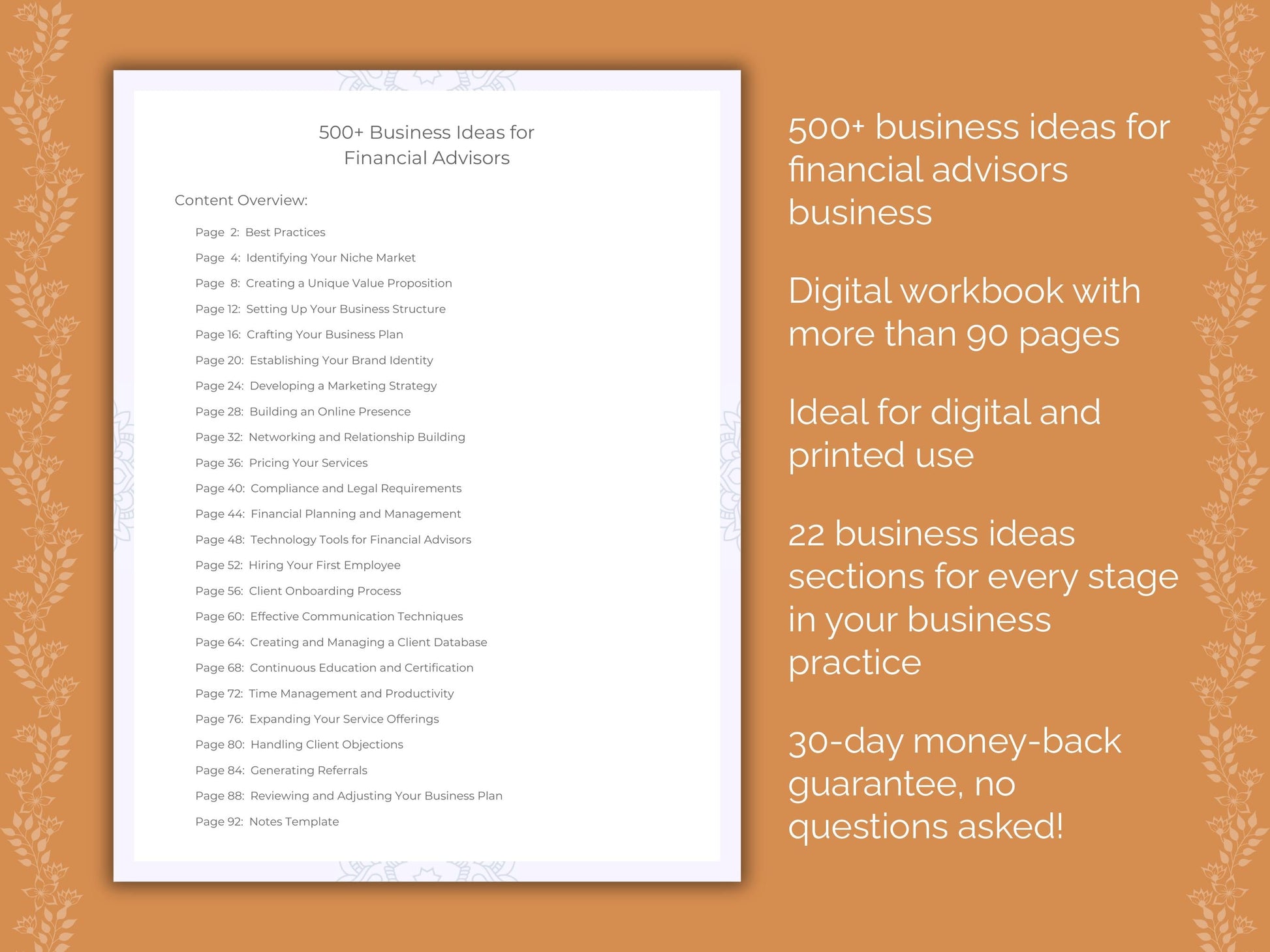 Financial Advisors Business Worksheets