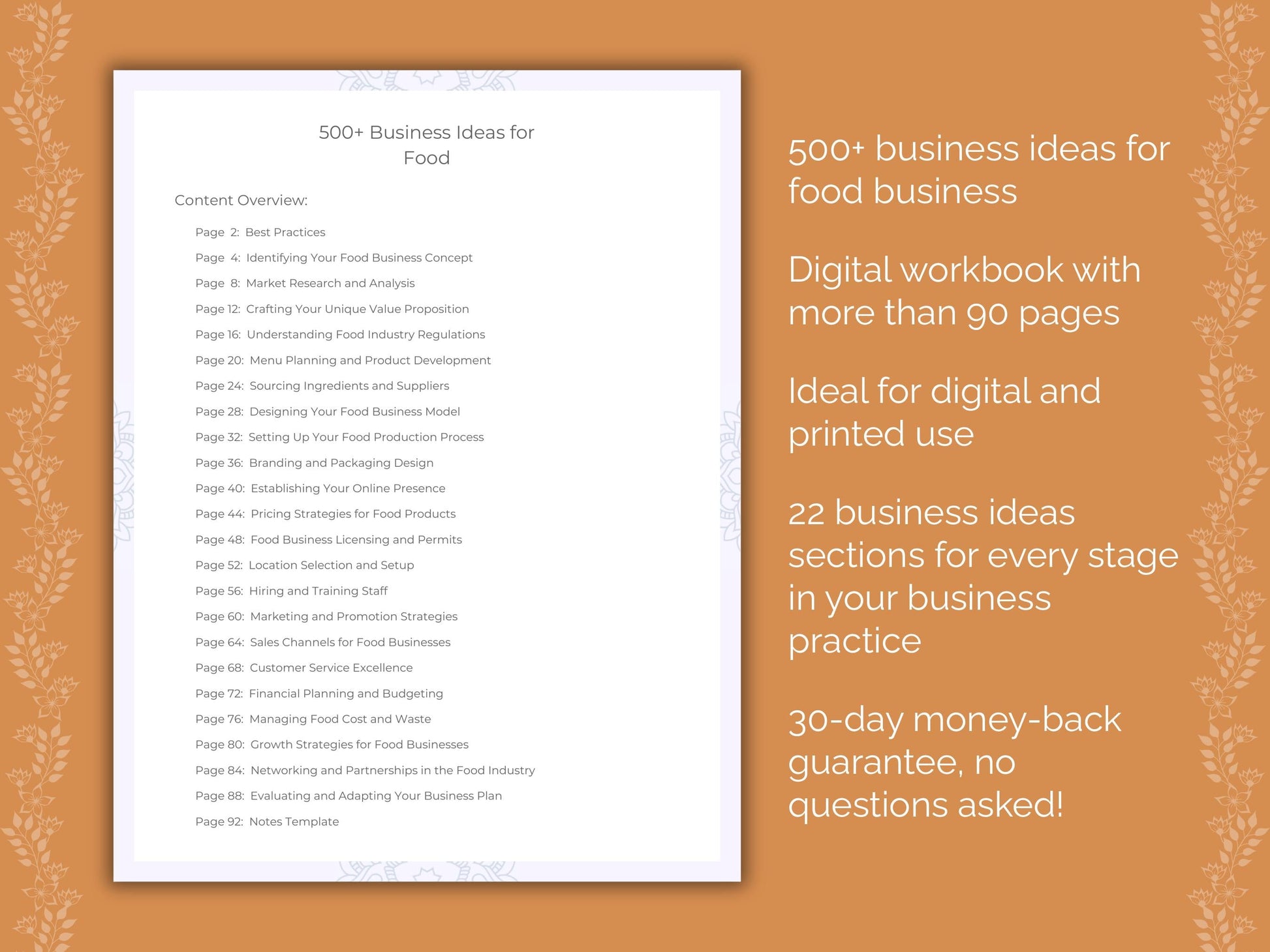 Food Business Worksheets