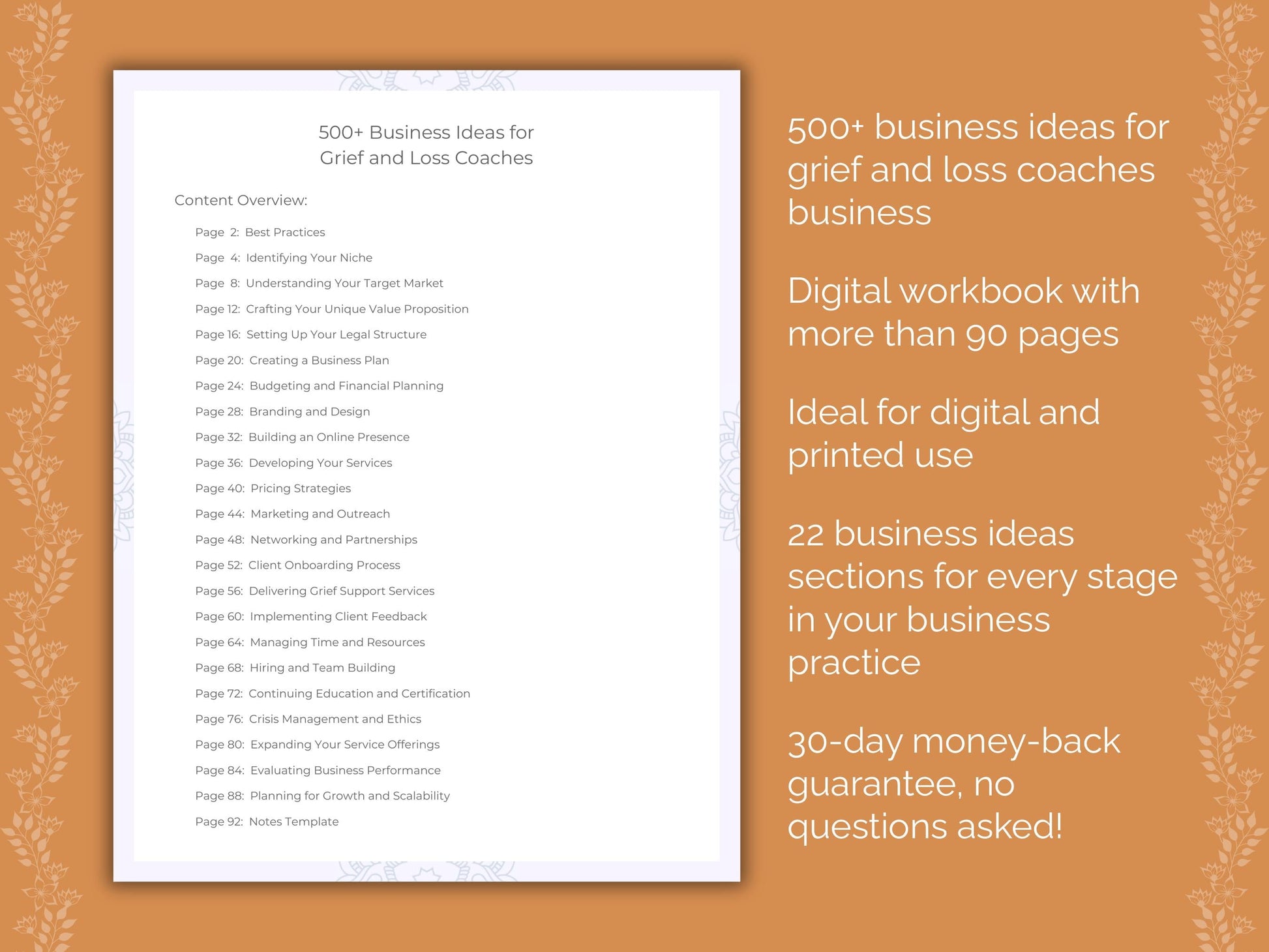 Grief and Loss Coaches Business Worksheets