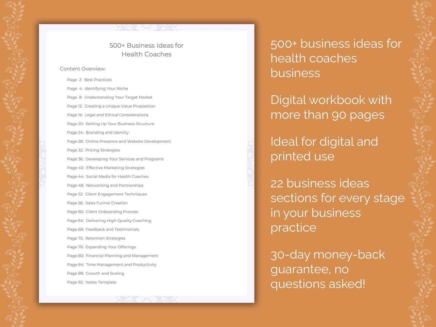 Health Coaches Business Worksheets