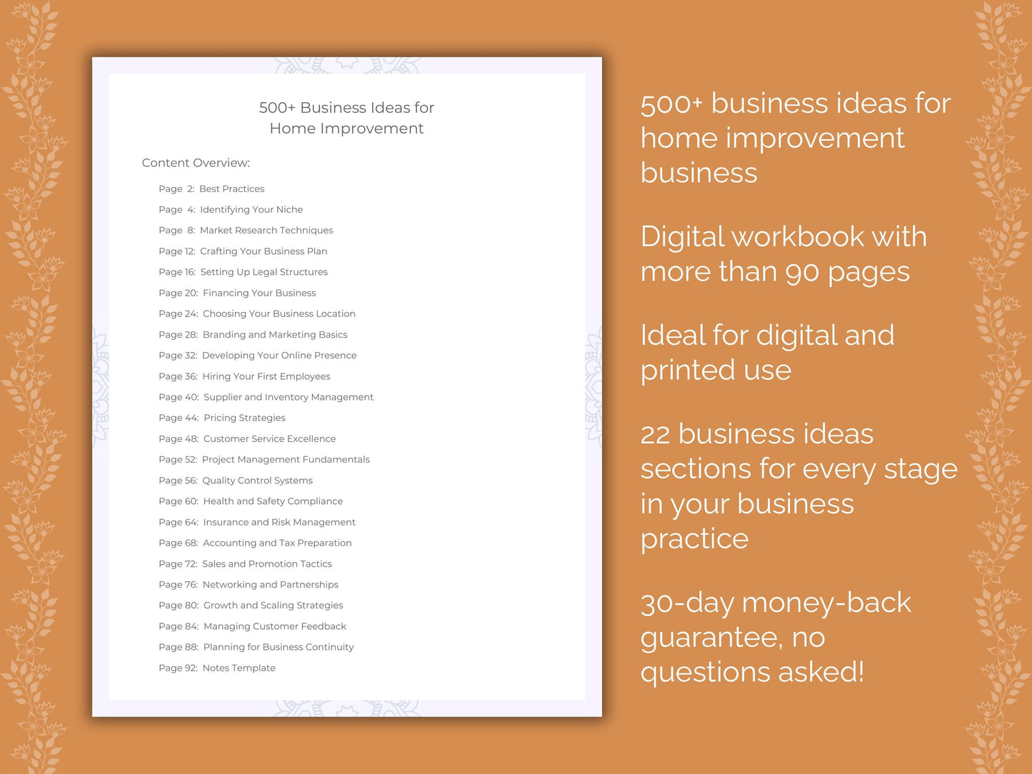 Home Improvement Business Worksheets