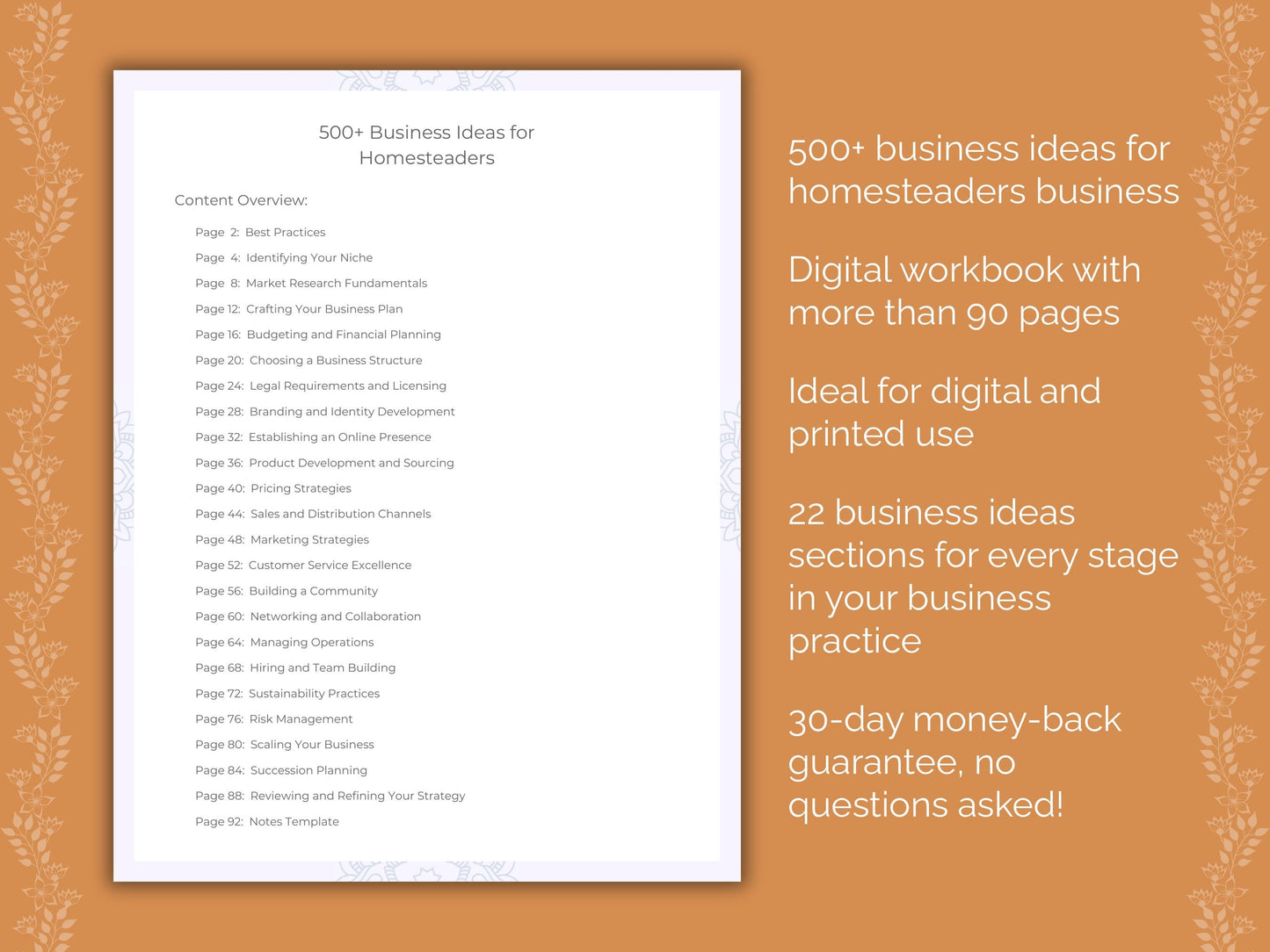 Homesteaders Business Worksheets