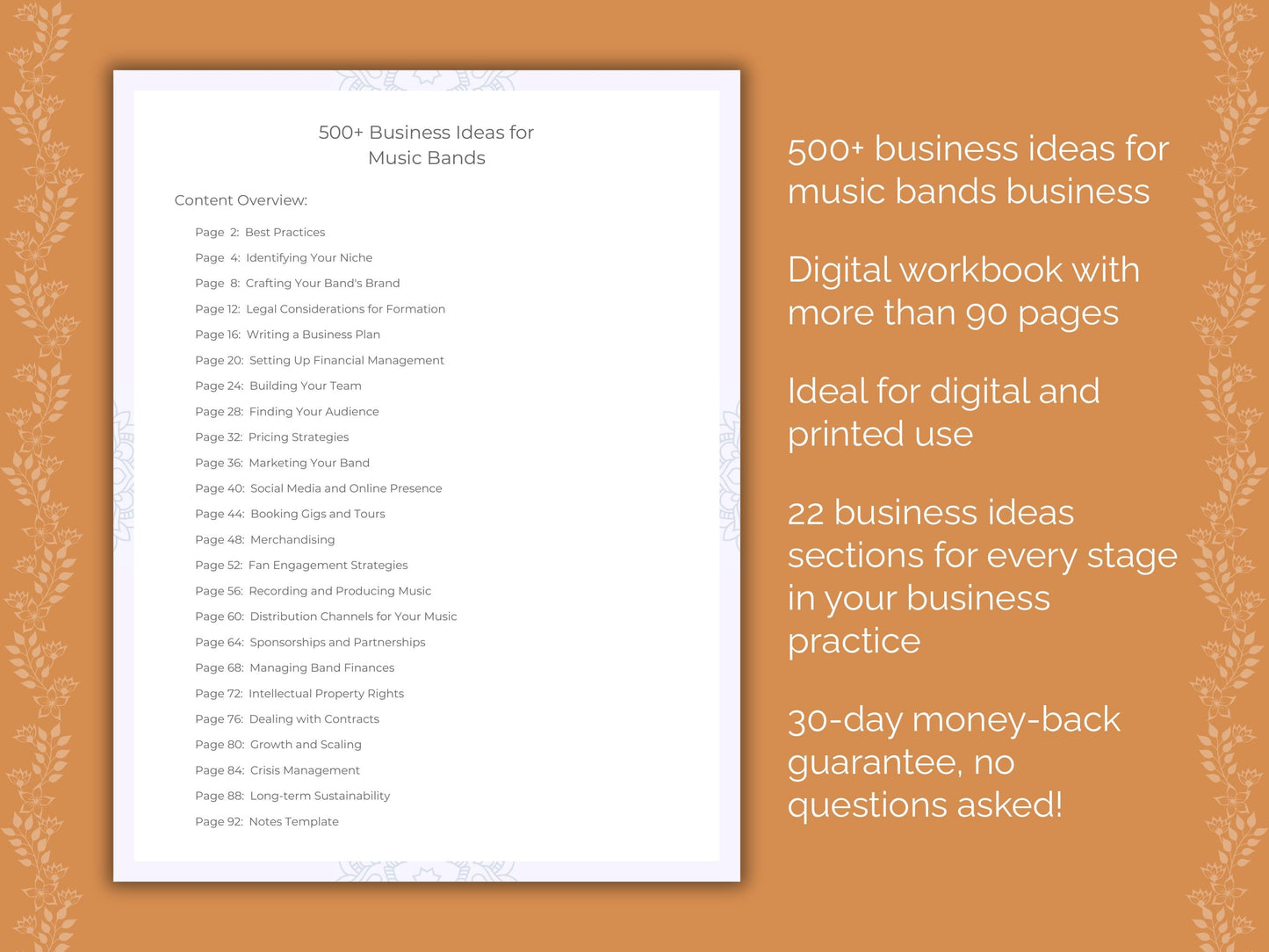 Music Bands Business Worksheets