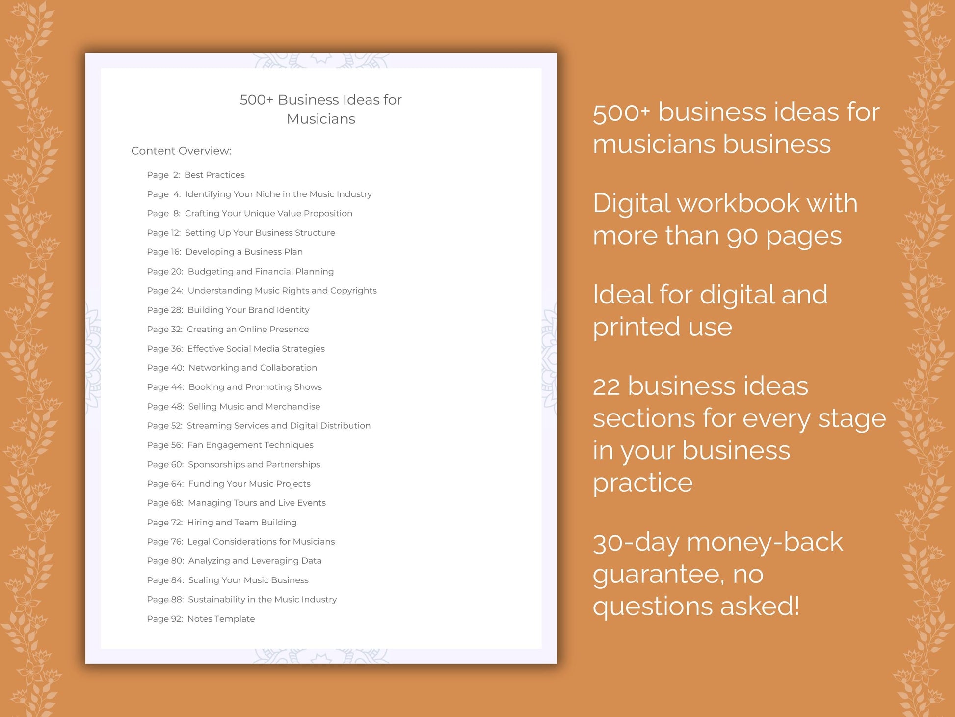 Musicians Business Worksheets