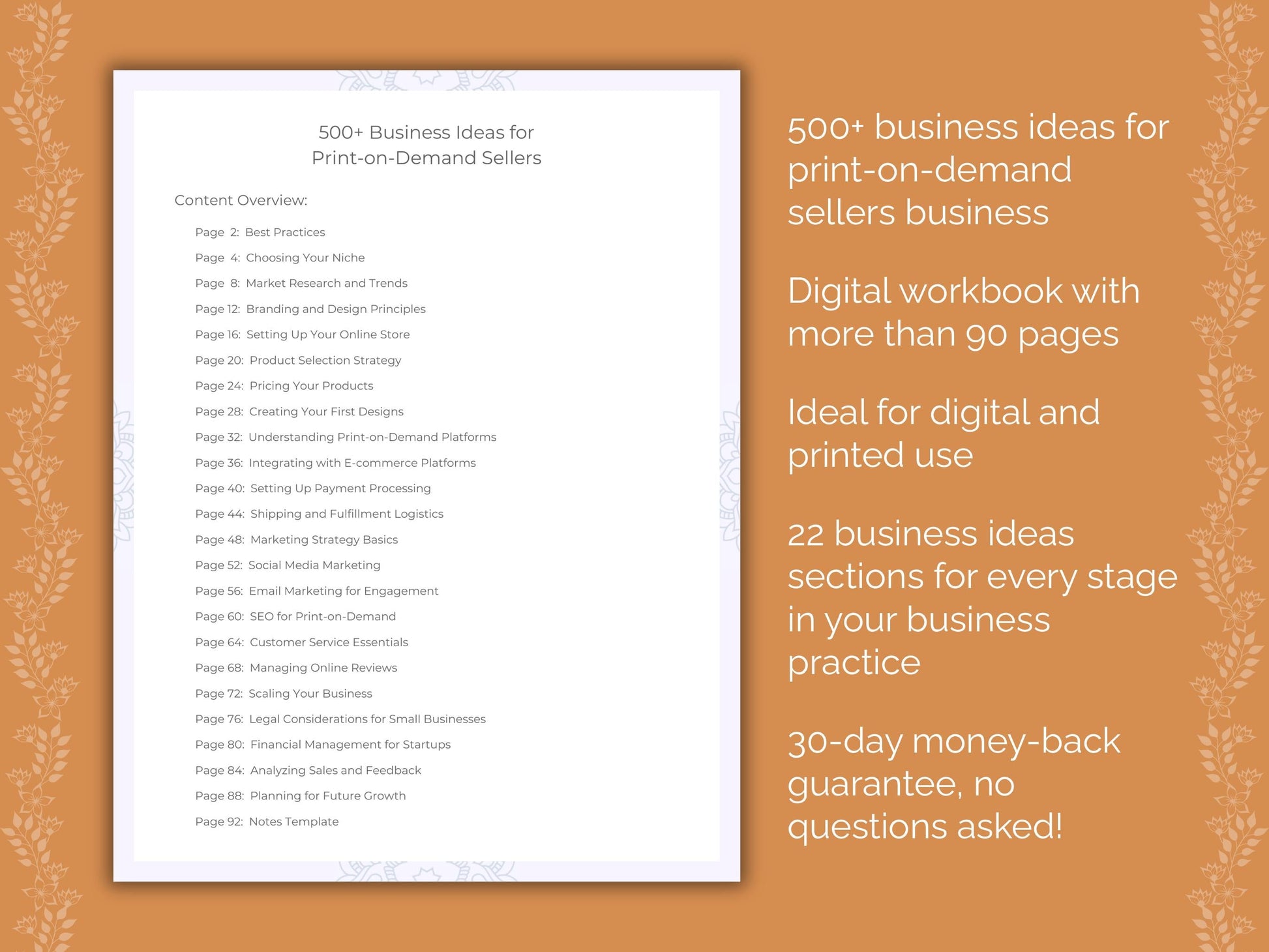 Print-on-Demand Sellers Business Worksheets