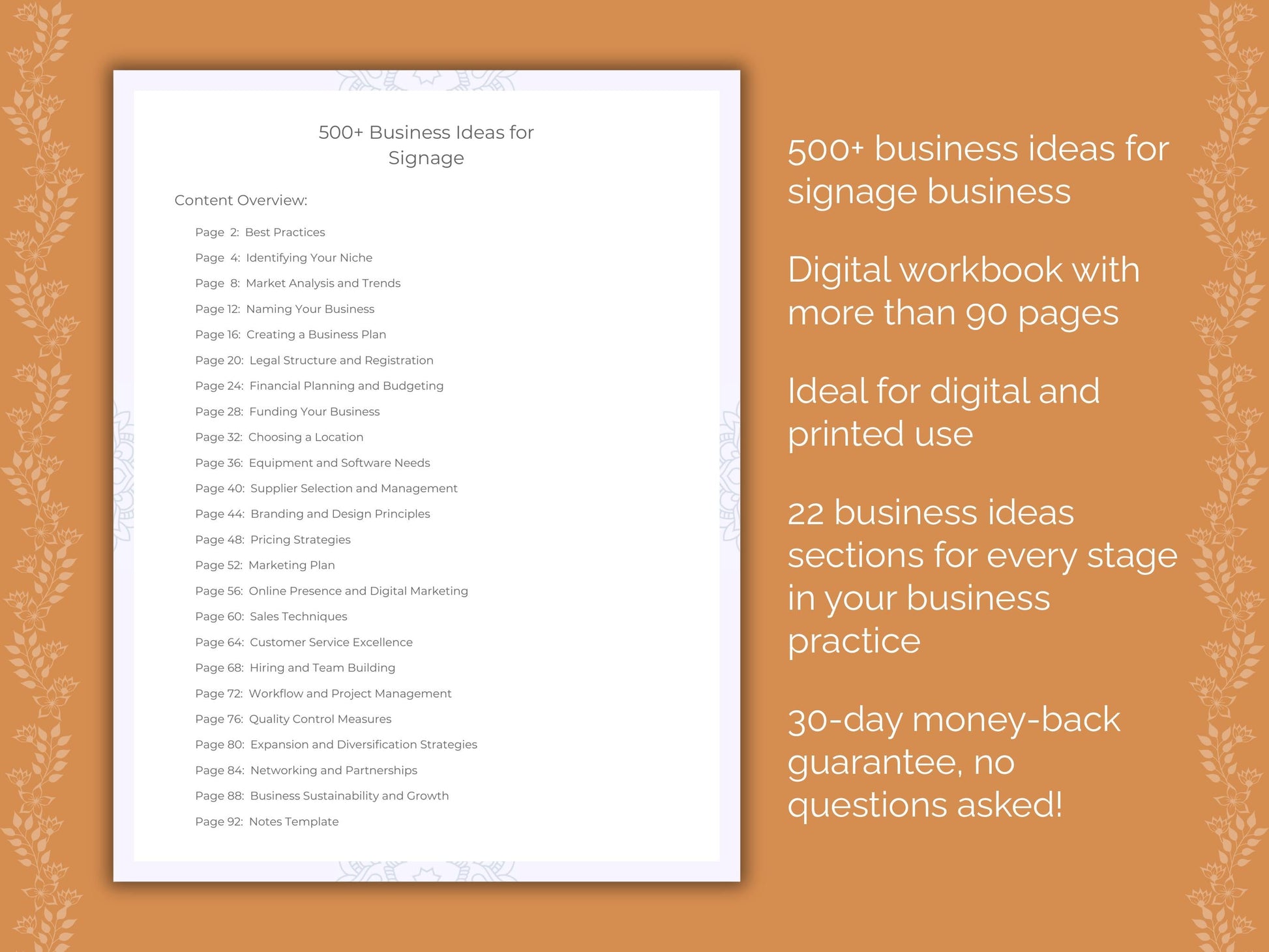 Signage Business Worksheets