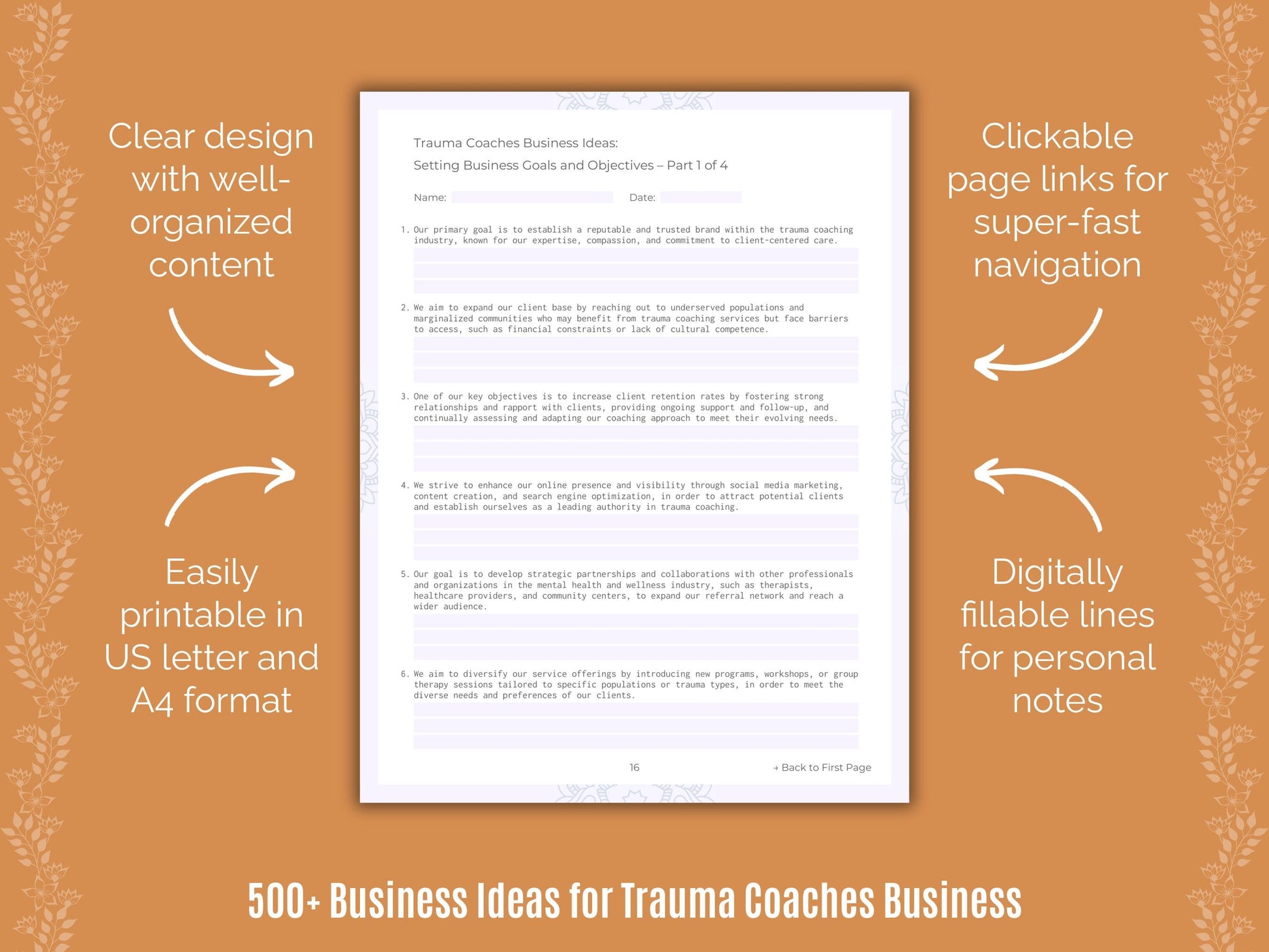 Trauma Coaches Business Templates