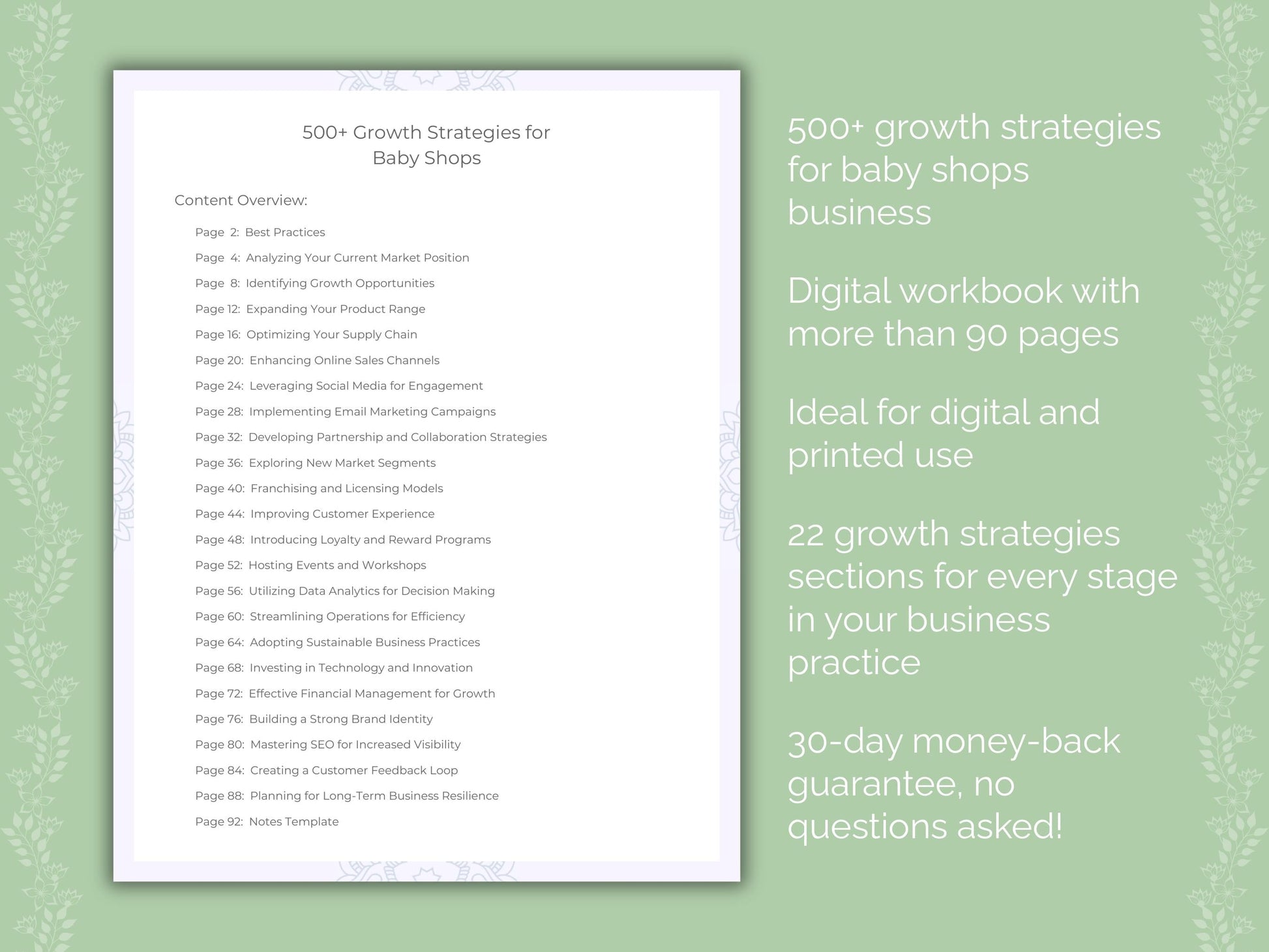 Baby Shops Business Worksheets