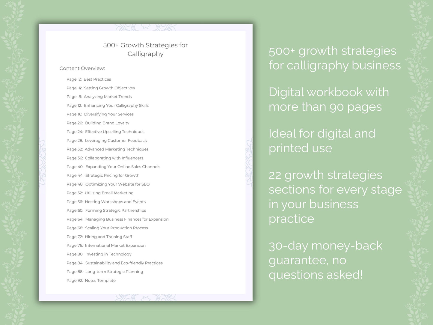 Calligraphy Business Worksheets