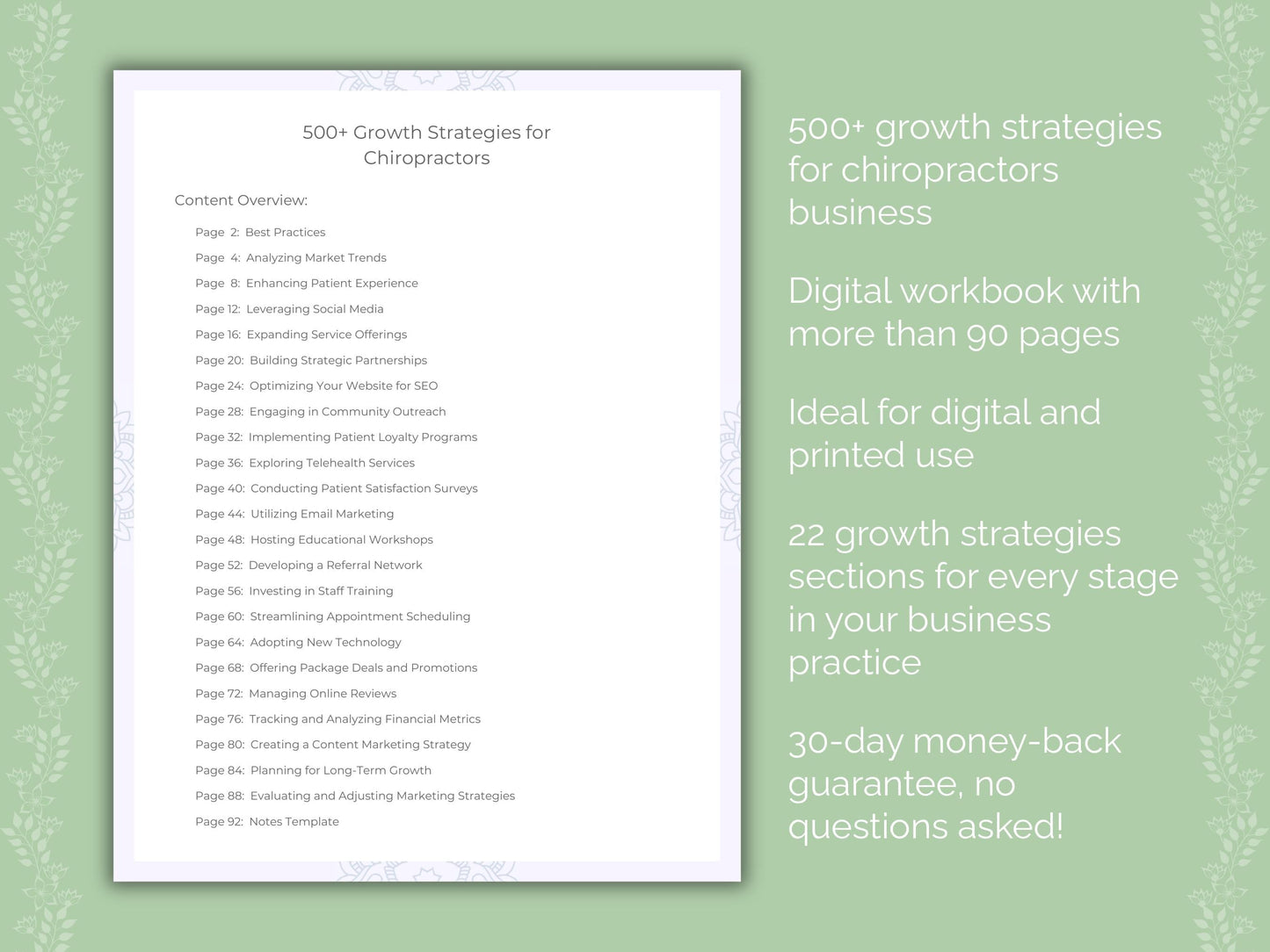 Chiropractors Business Worksheets