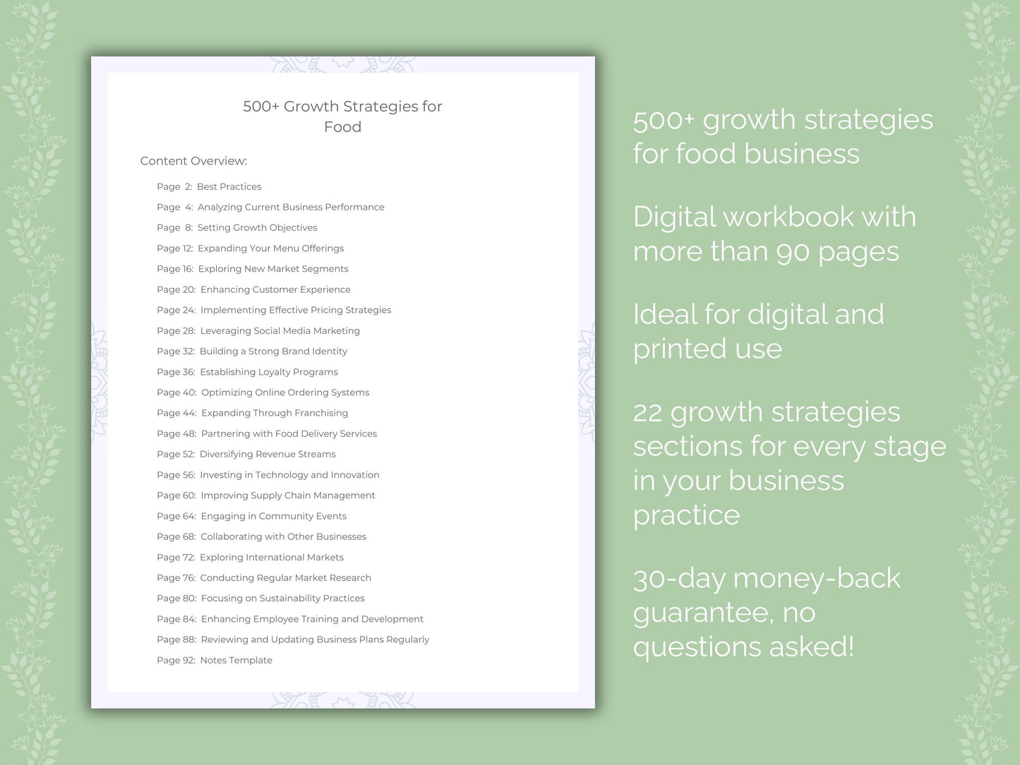 Food Business Worksheets