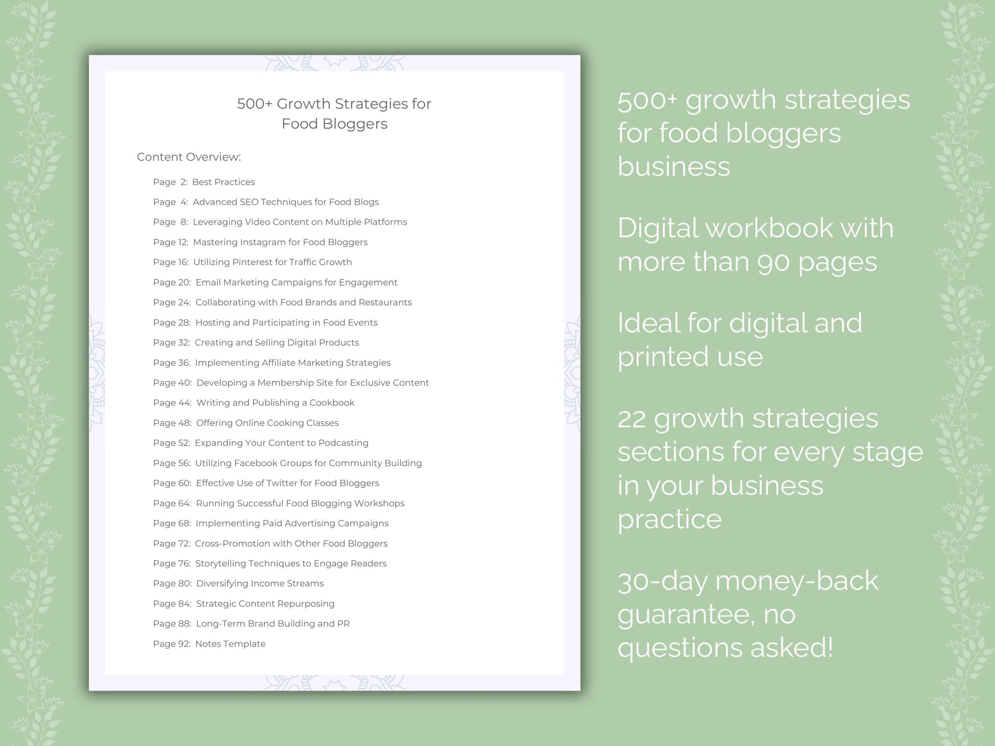 Food Bloggers Business Worksheets