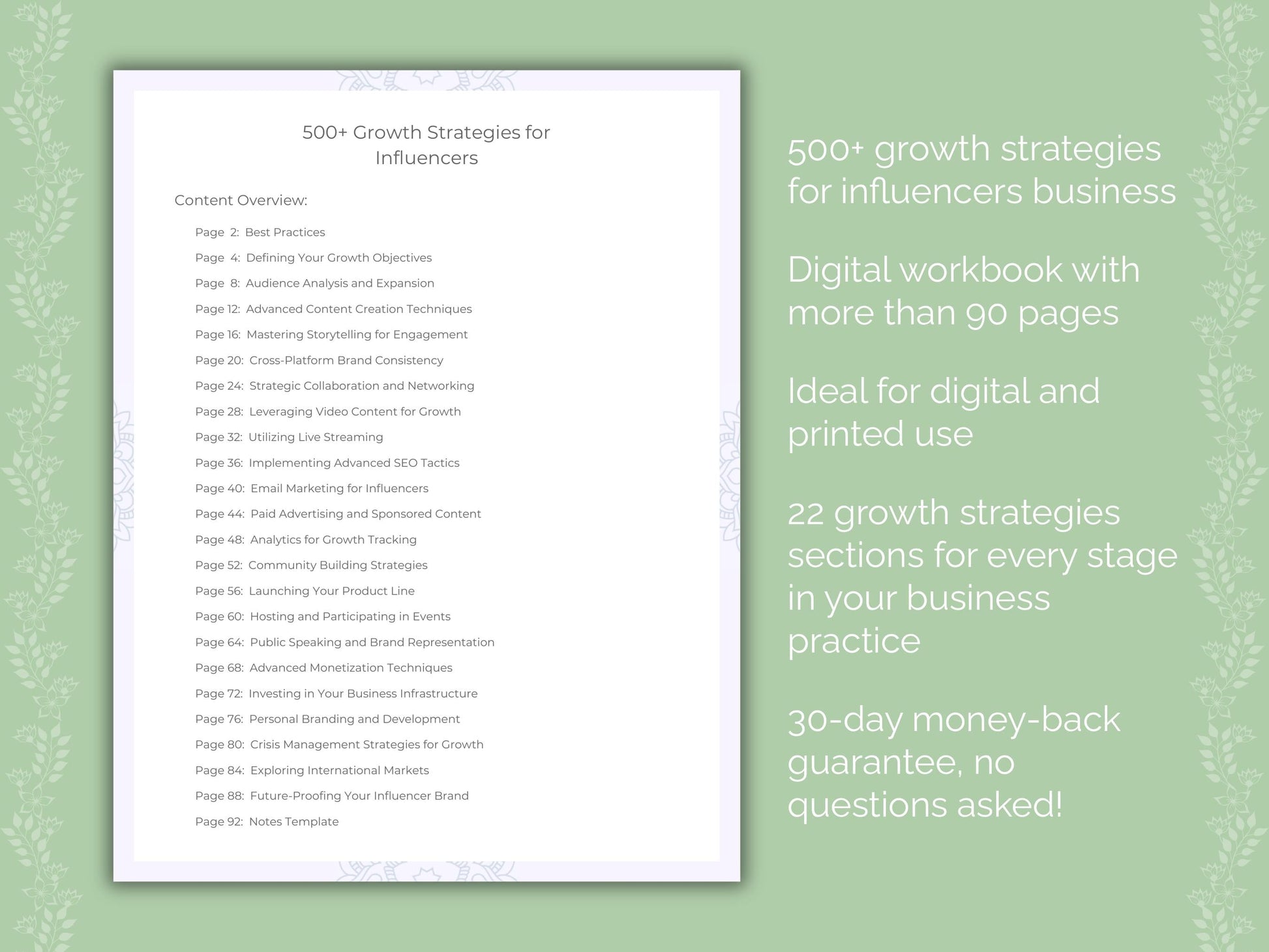 Influencers Business Worksheets