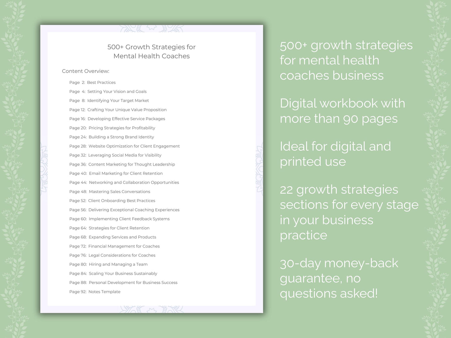 Mental Health Coaches Business Worksheets