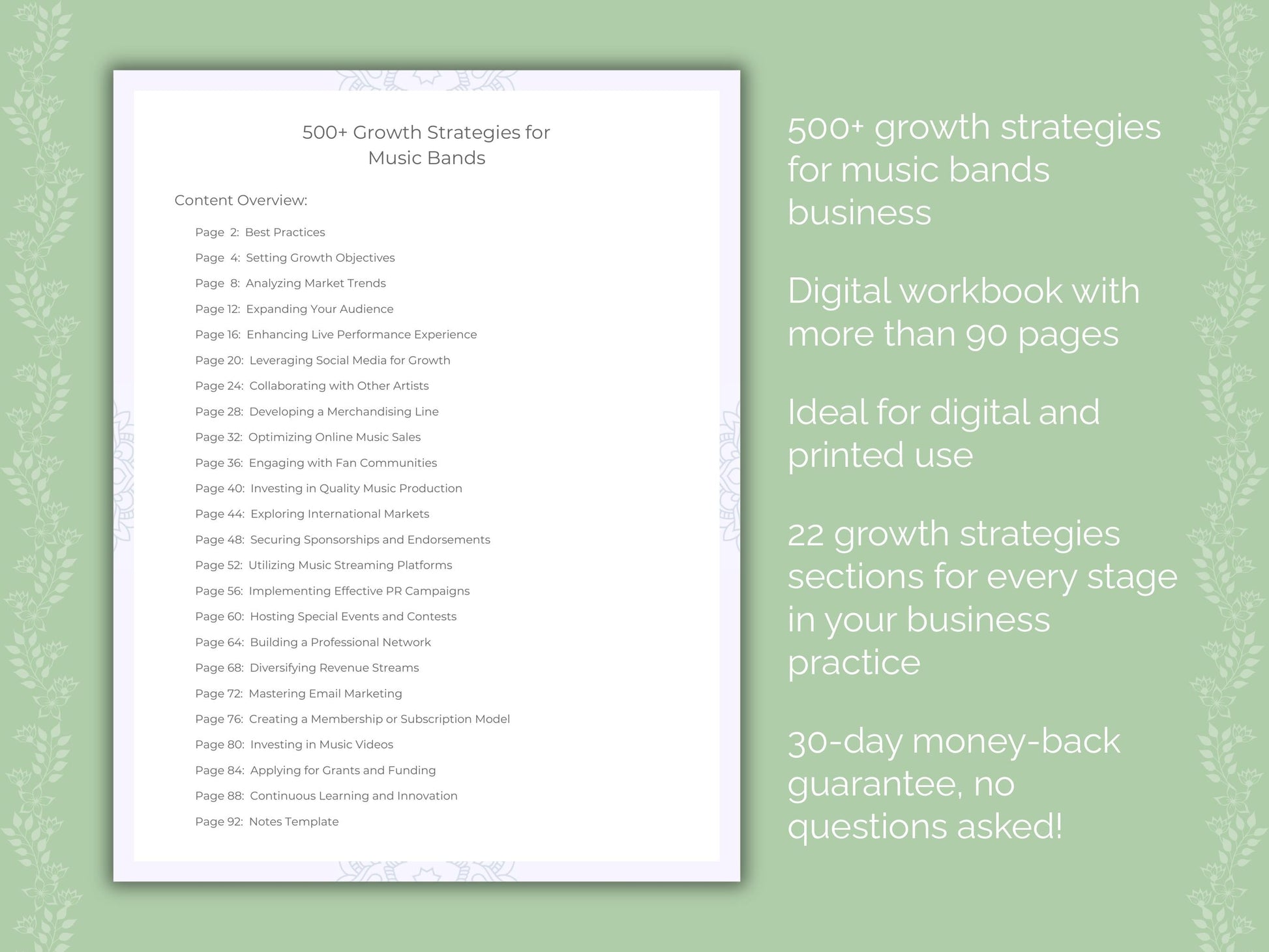 Music Bands Business Worksheets