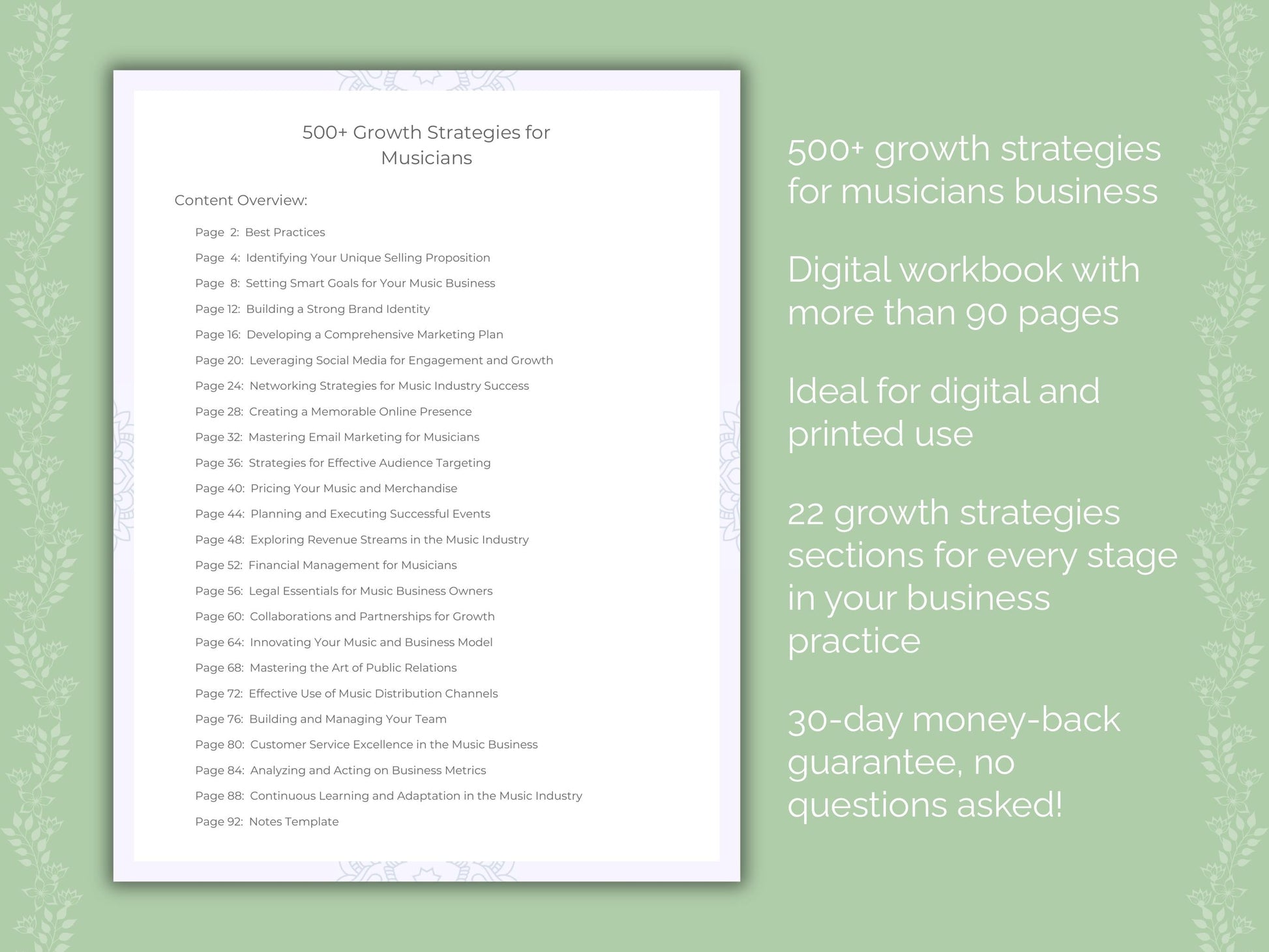 Musicians Business Worksheets