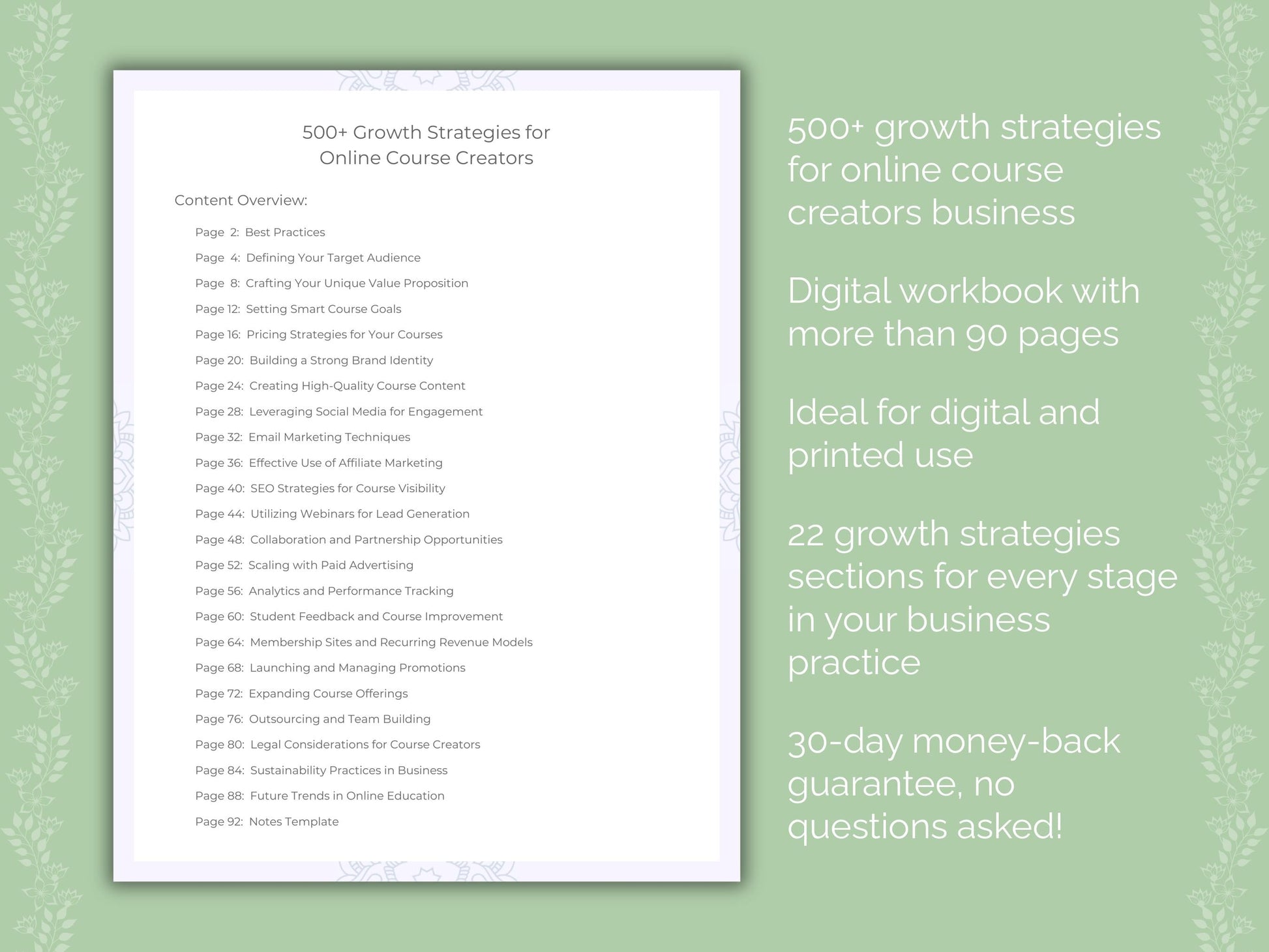 Online Course Creators Business Worksheets