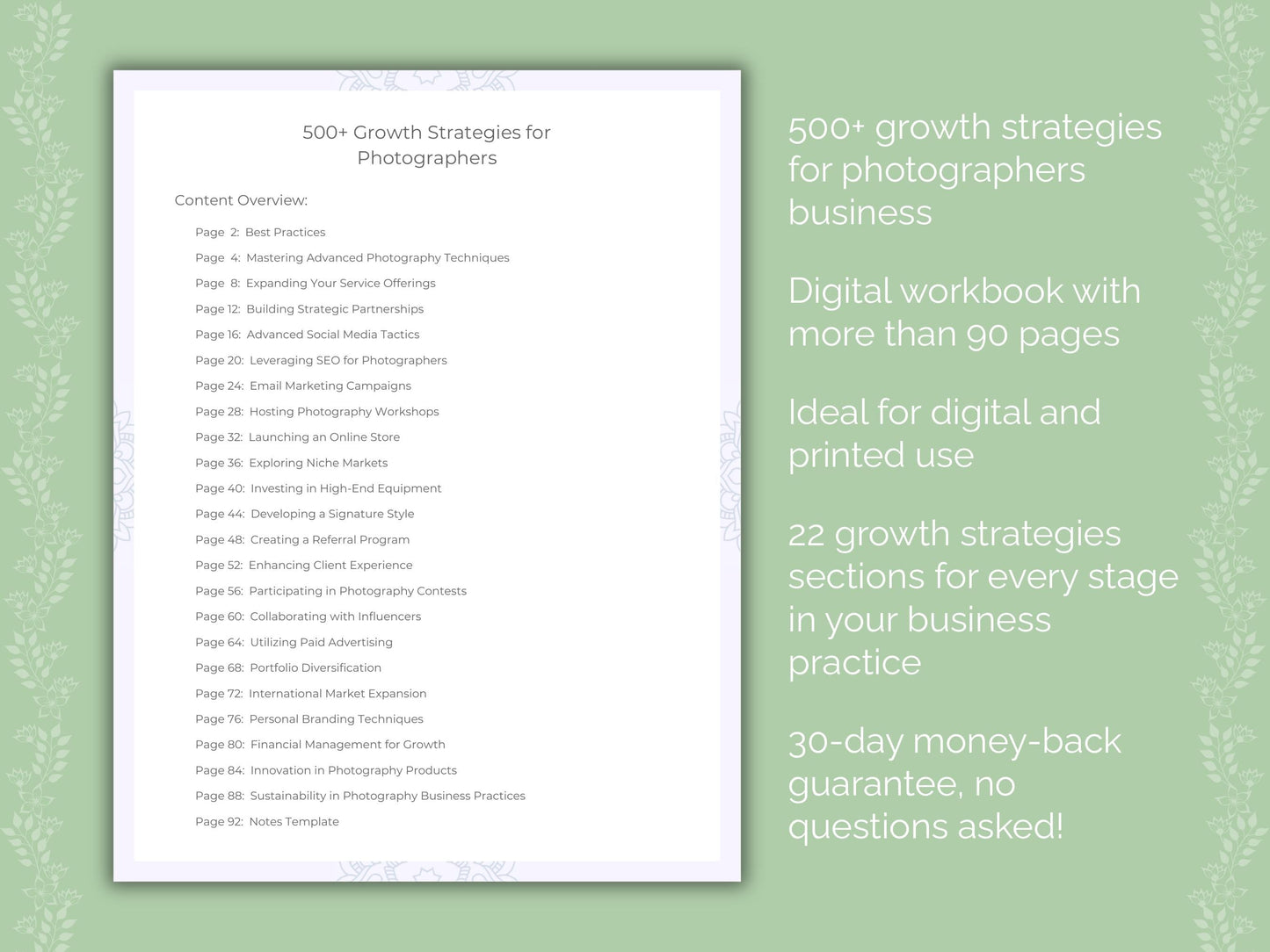 Photographers Business Worksheets