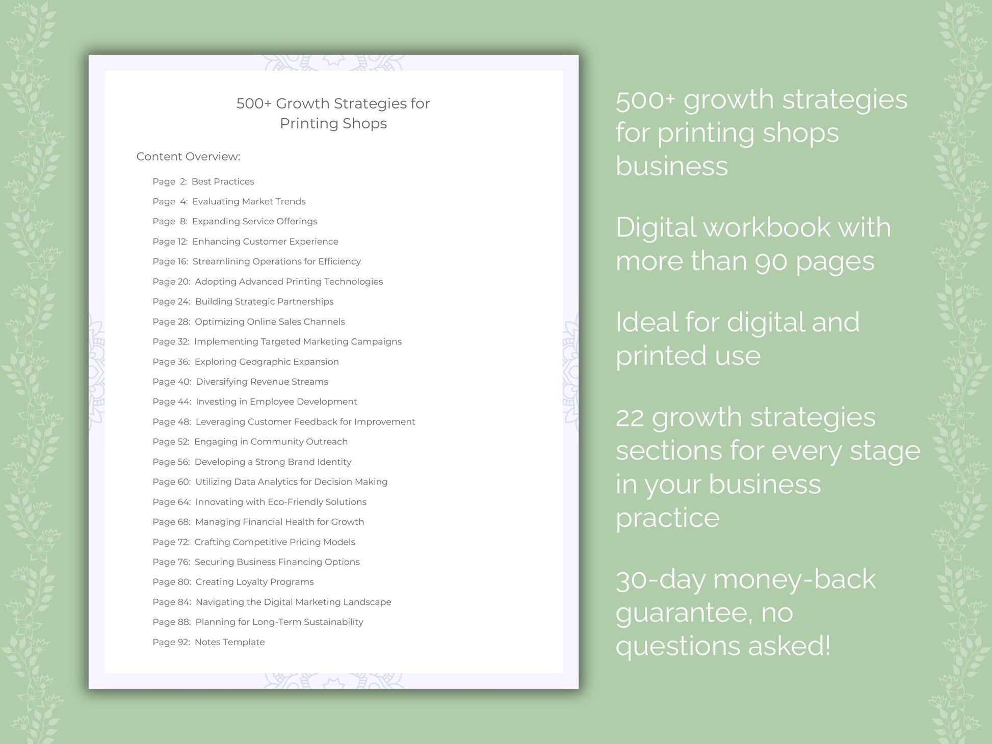 Printing Shops Business Worksheets