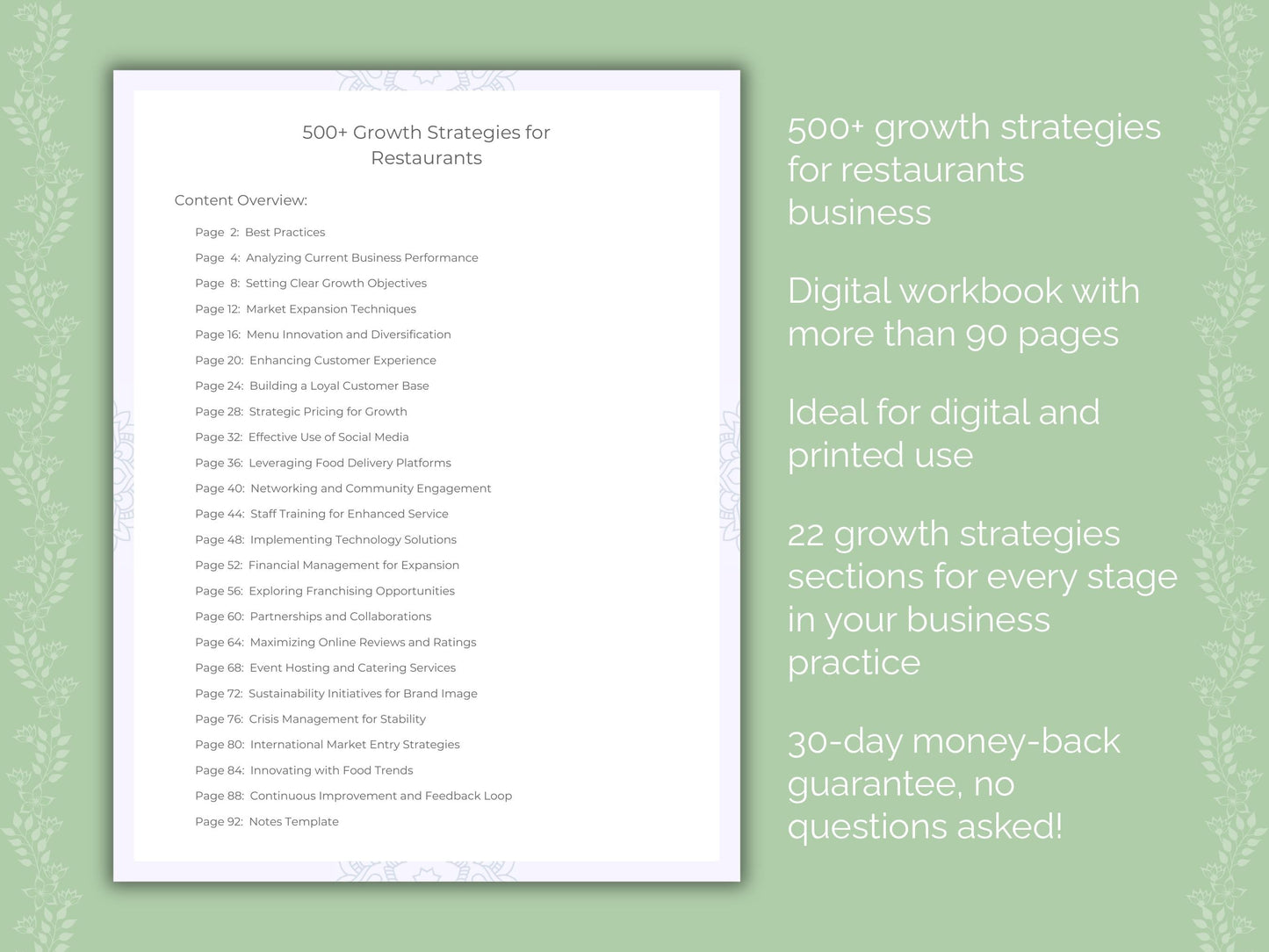 Restaurants Business Worksheets