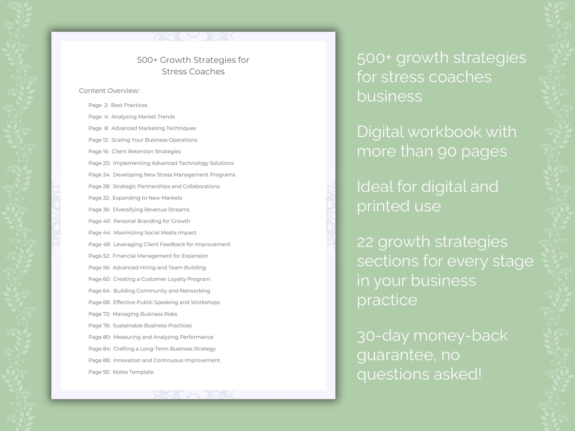 Stress Coaches Business Worksheets