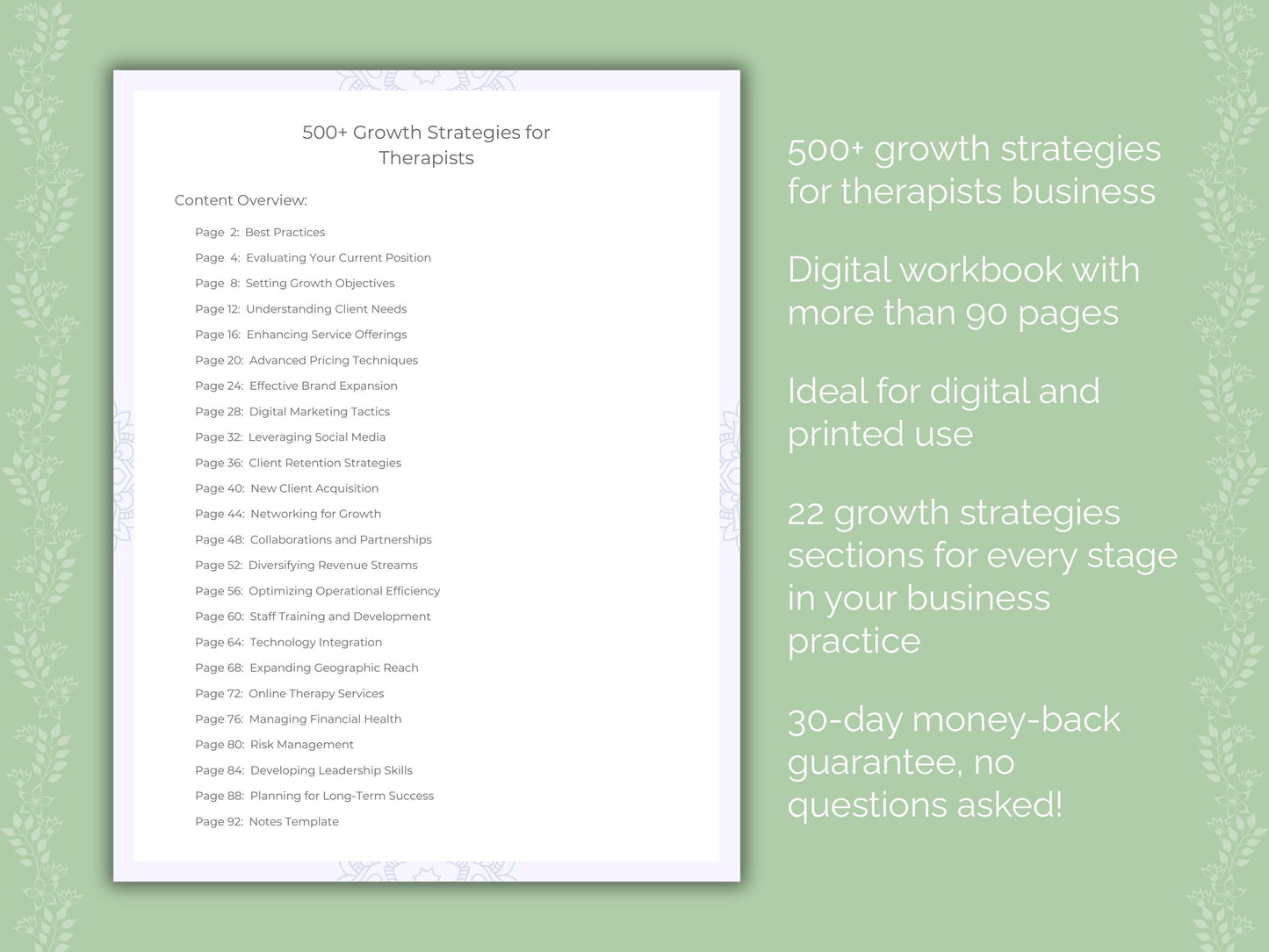 Therapists Business Worksheets